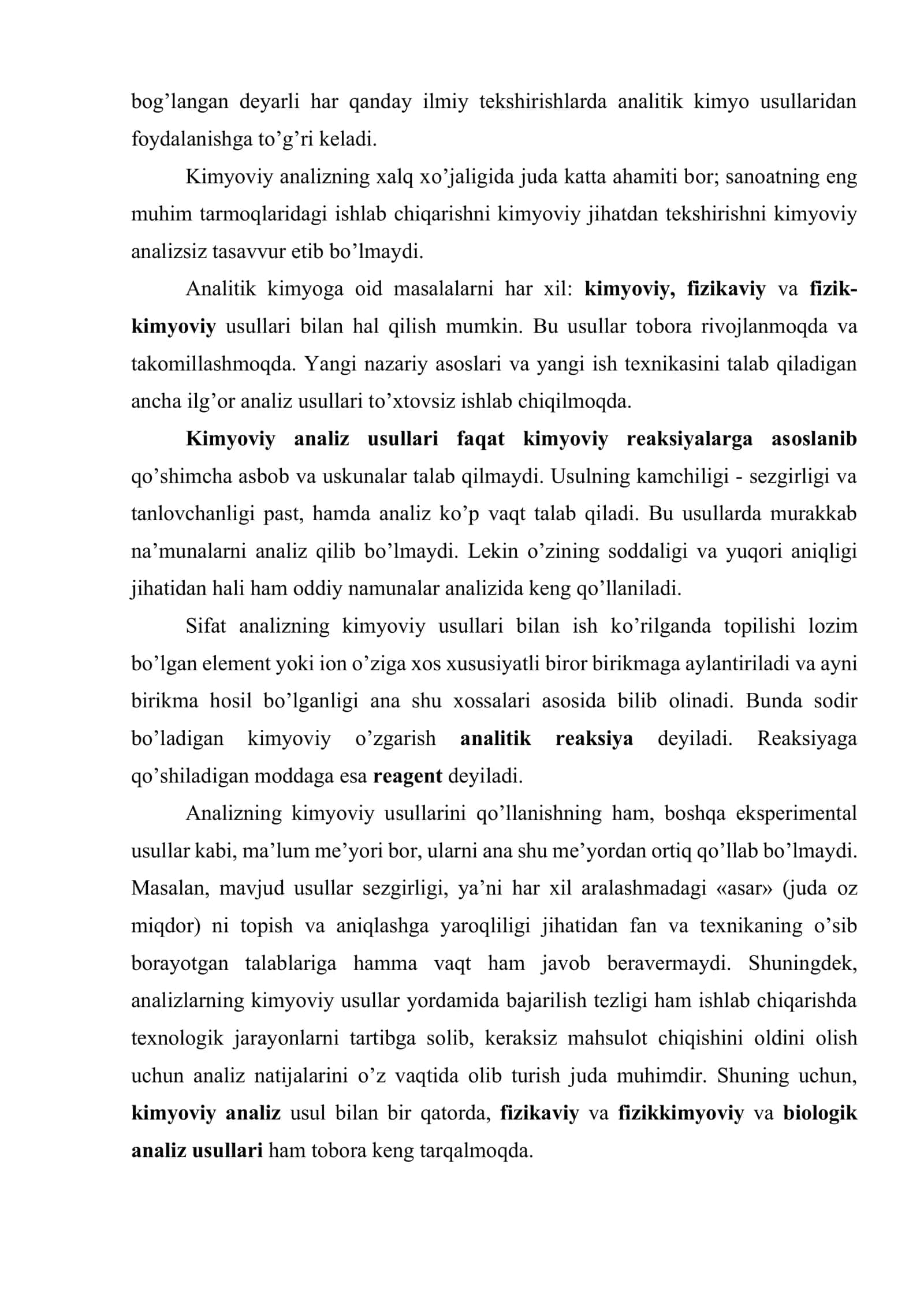 Sifat analizi. Analitik kimyo fanining vazifasi va mohiyati 3