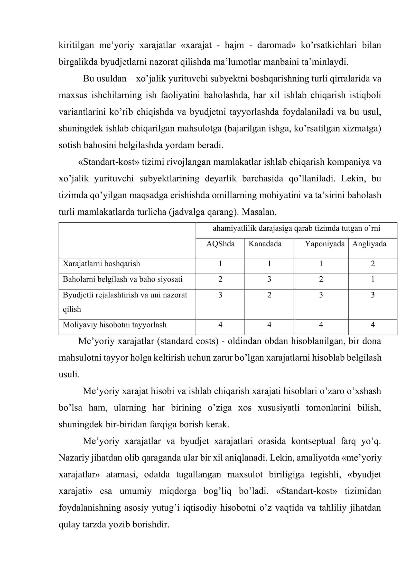 Me’yoriy (normativ) xarajatlar hisobi va «standart-kost» tizimi 3