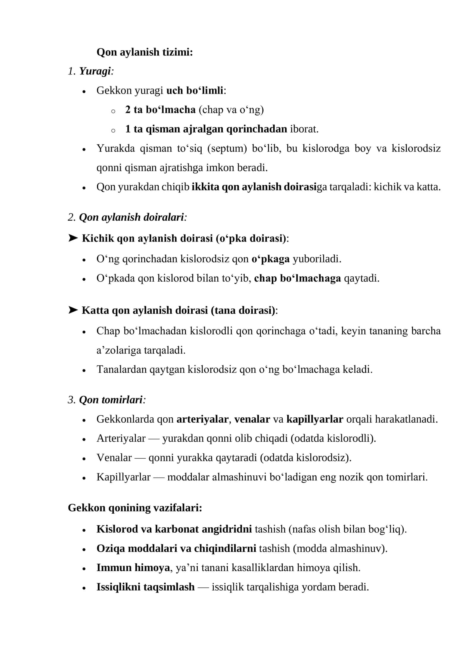 Qon aylanish, nafas olish va hazm qilish tizimlarining ontofilogenezini o‘rganish (gekkon va kaptar misolida) 3