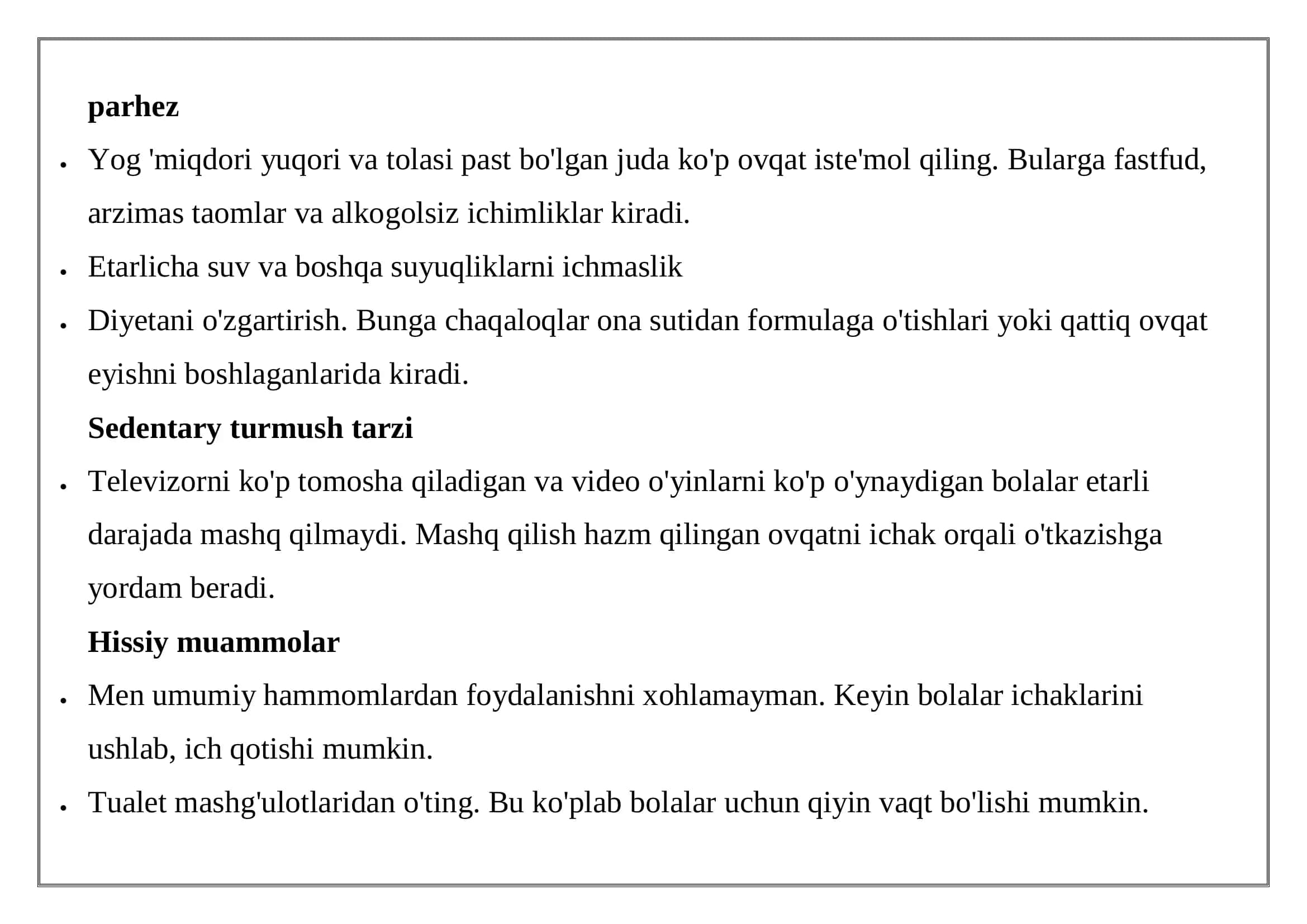 Bolalarda Ich Qotishi Sindromi 3