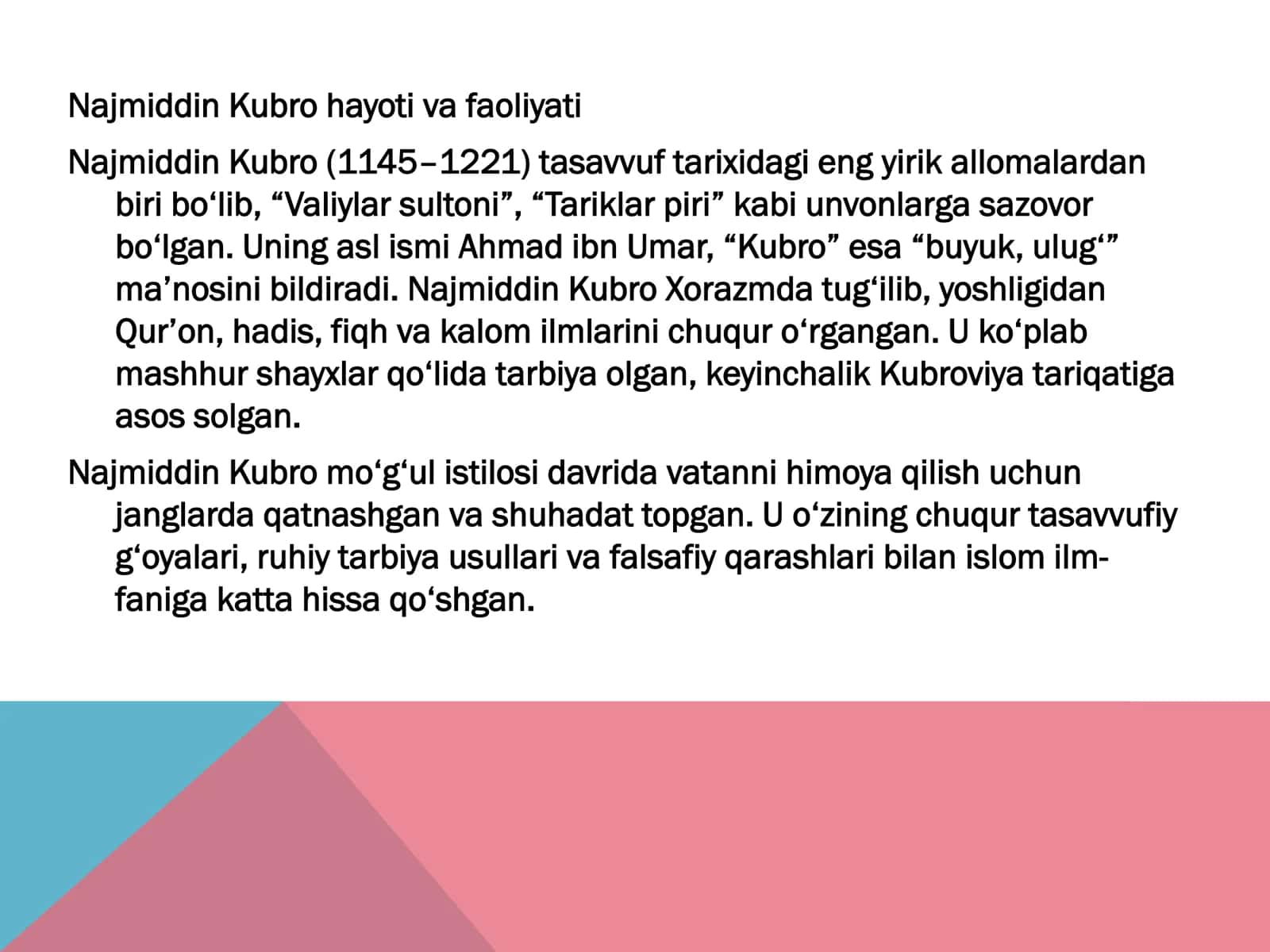 NAJMIDDIN KUBRO TASAVVUFIY QARASHLARIDA ISLOM FALSAFASI 3