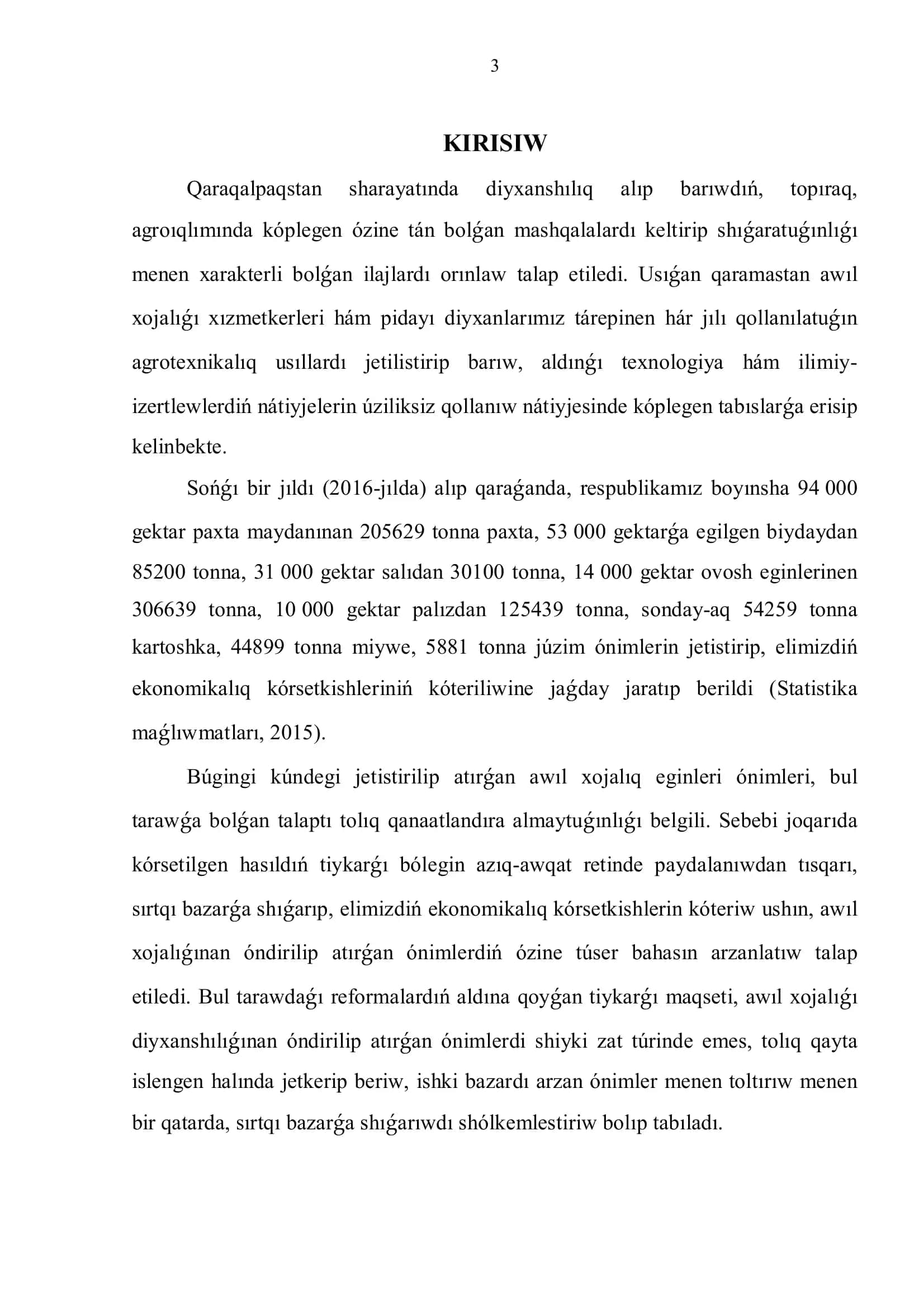 BAKALAVRIAT 5410300-ÓSIMLIKLERDI QORǴAW HÁM KARANTINI TÁLIM BAǴDARÍ 3