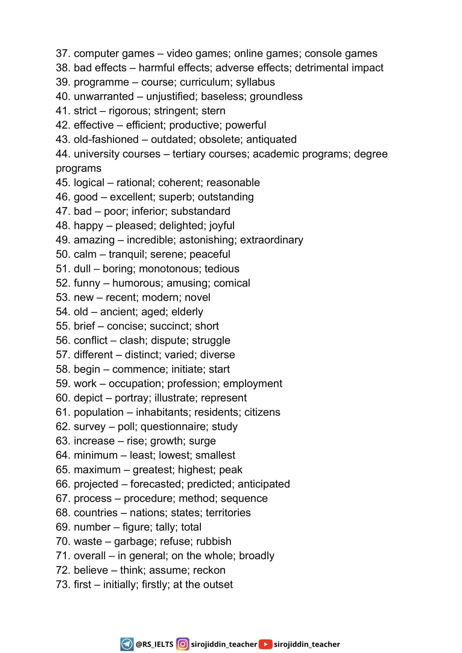 IELTS Reading Synonym Bank – Set 1 (1–100) 3
