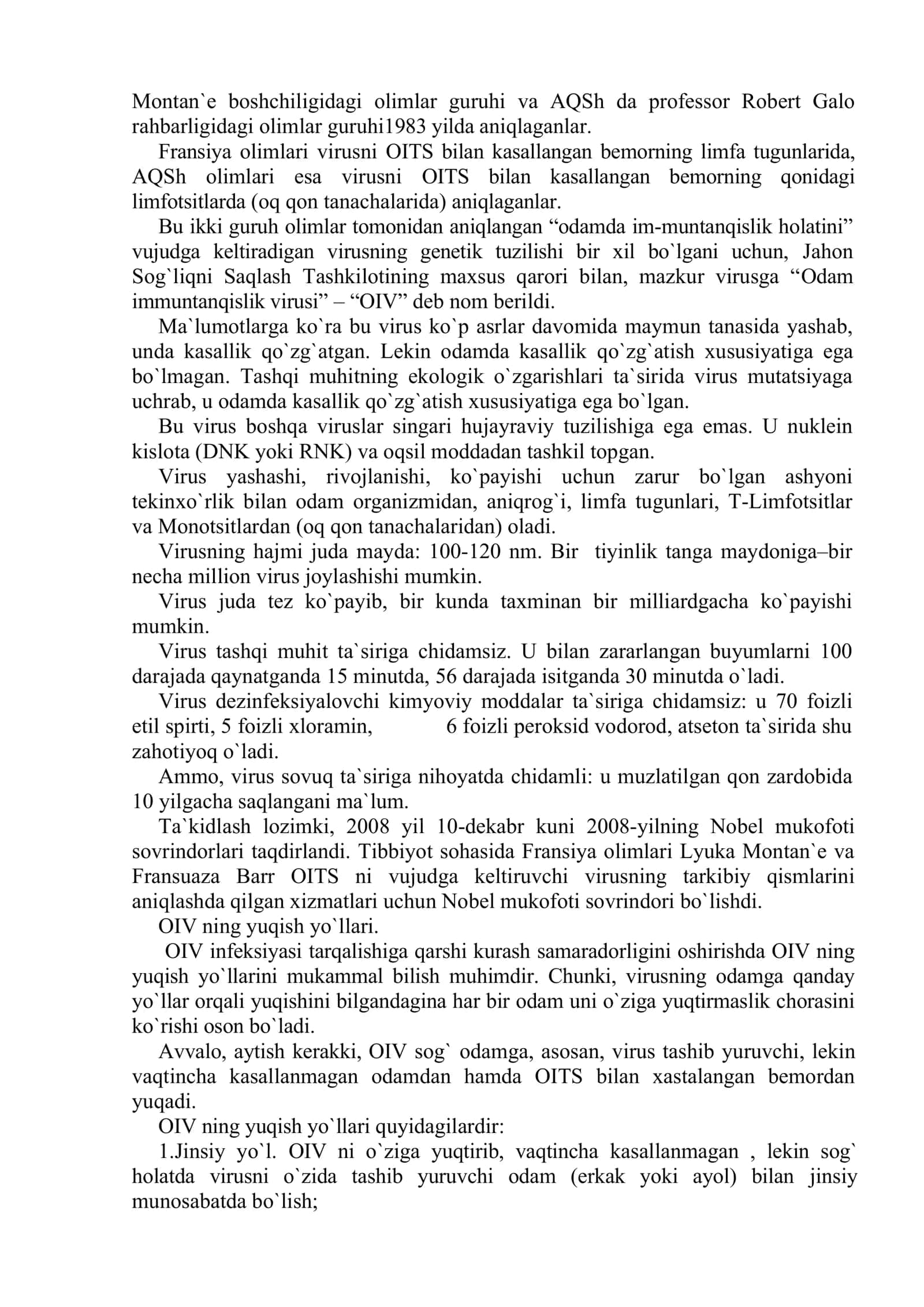 OIV INFEKSIYASI VA OITS NING OLDINI OLISH 3