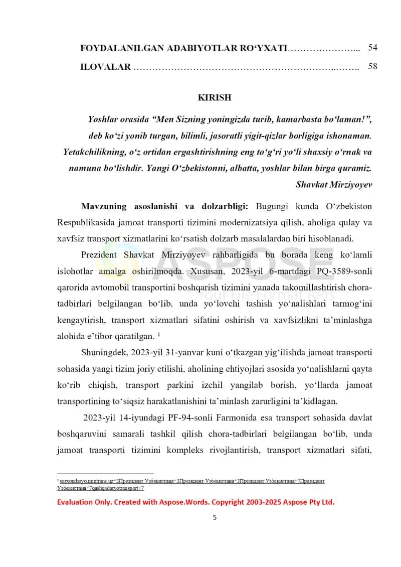 Termiz shahar jamoat transporti yo‘nalishlarida yo‘lovchi tashish sifatini takomillashtirish  (Termiz shahar 8-avtobus yo‘nalishi misolida 3