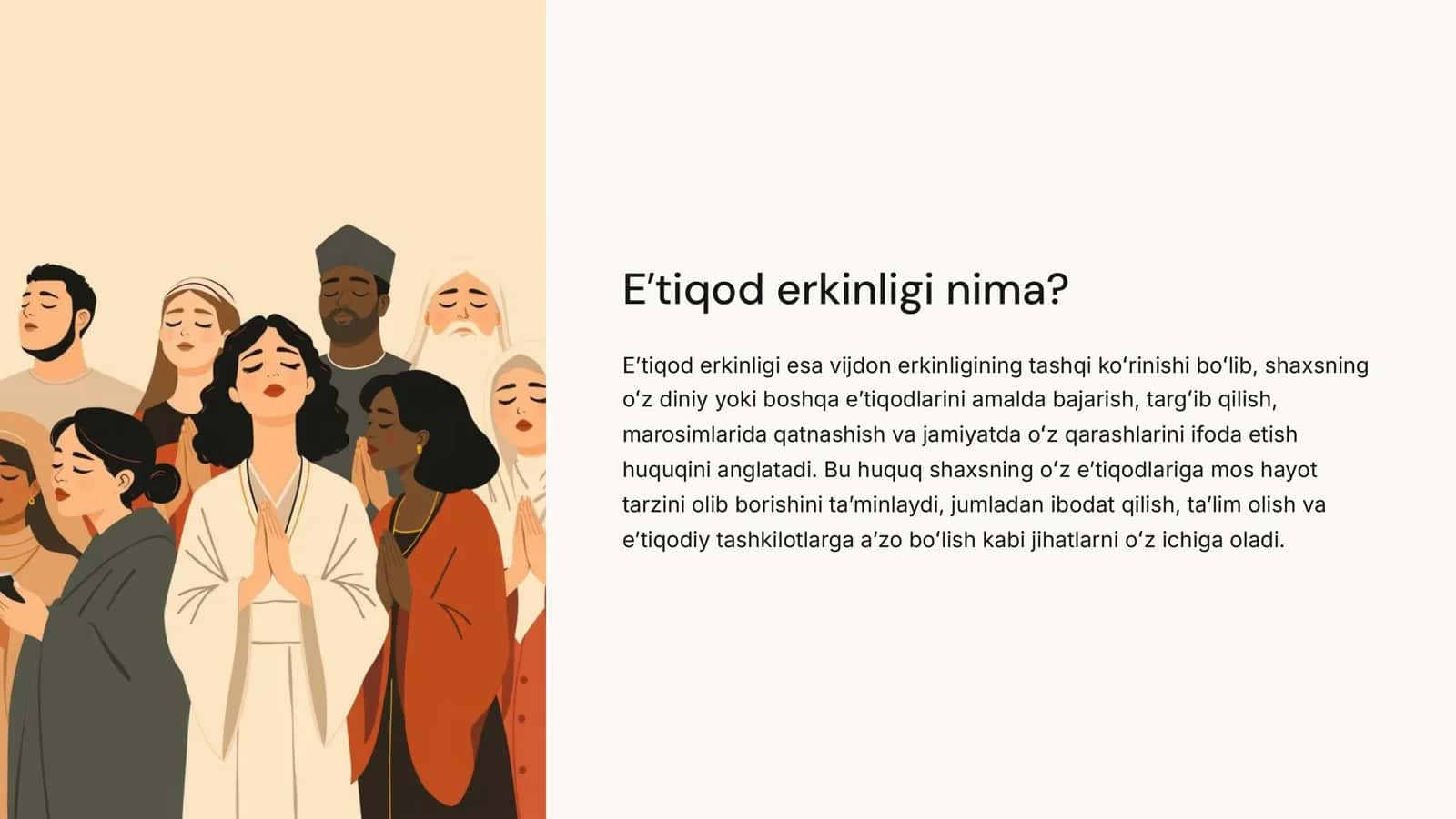Vijdon va e'tiqod erkinligining ta'rifi 3