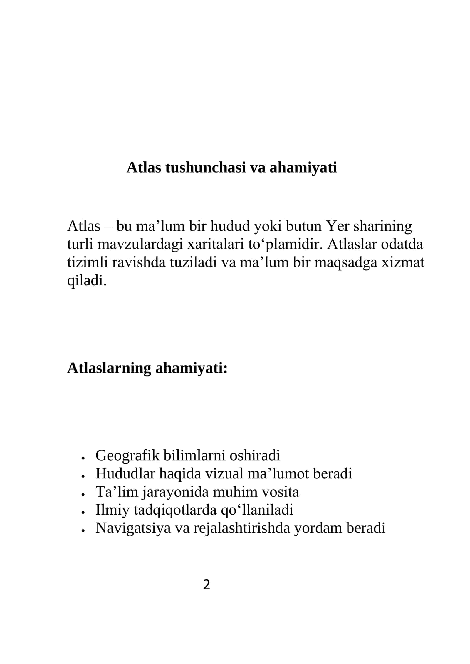 Atlas olardiń túrleri, dúzilisi hám olardiń ózgeshelikleri 3