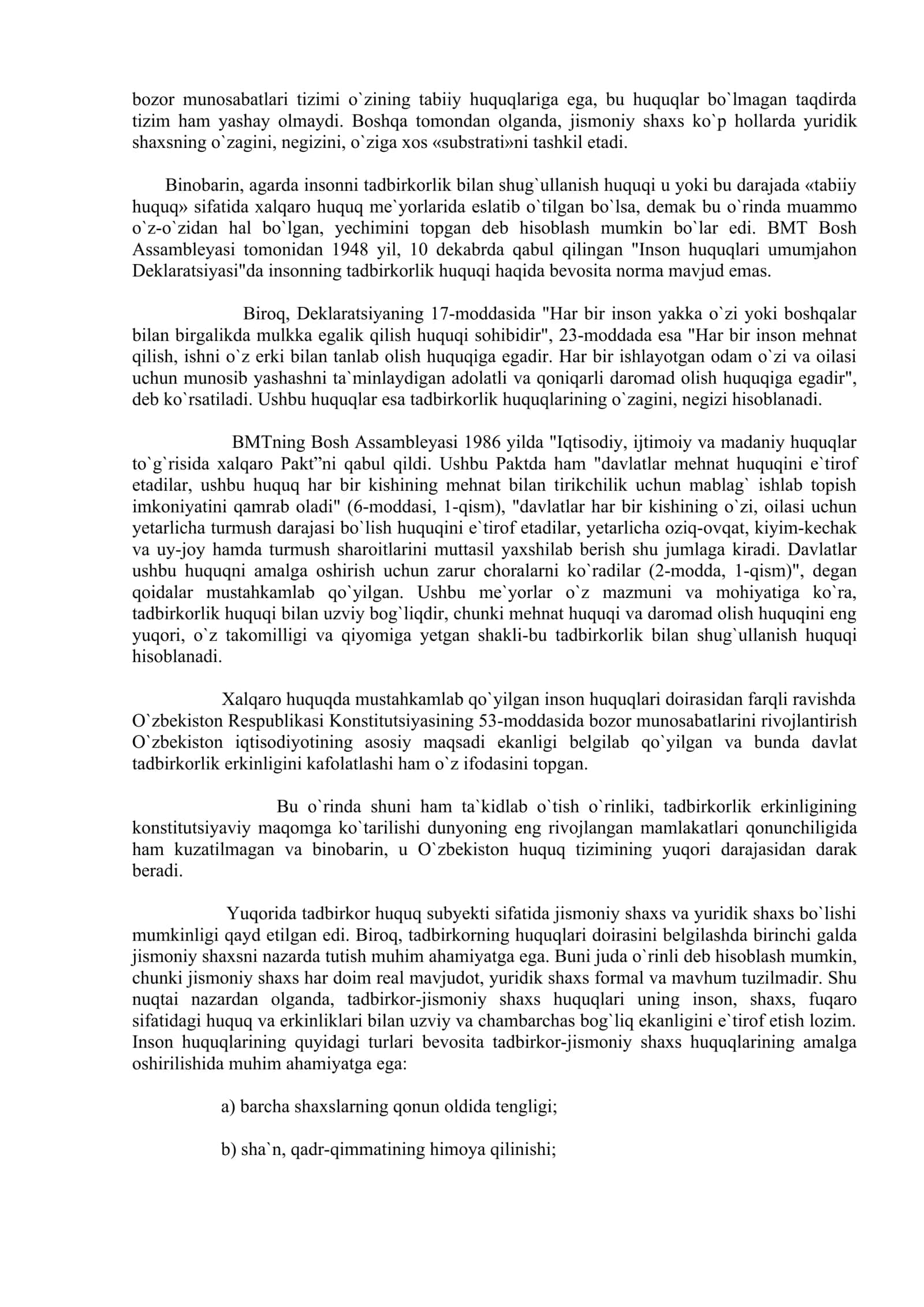 Tadbirkorlarning huquqlari, burchlari, javobgarligi va huquqiy kafolatlari 3