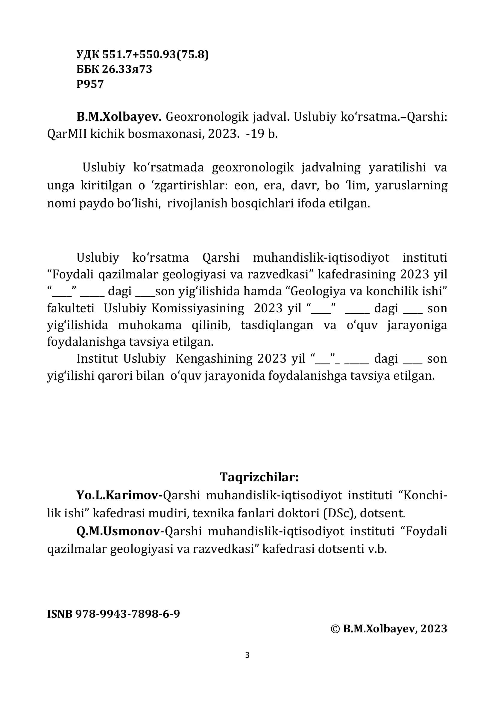 Geoxronologik Jadval Uslubiy Ko‘rsatma 3