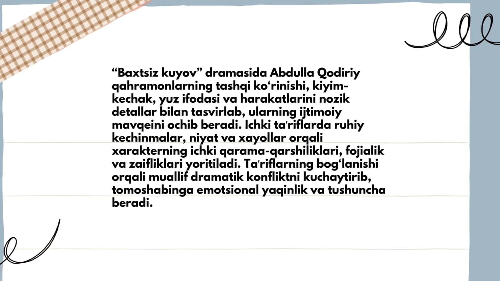 Abdulla Qodiriyning "Baxtsiz kuyov" dramasi 3