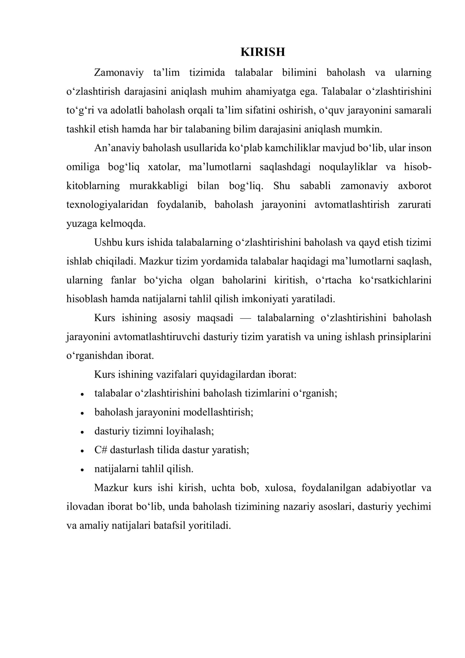 Talabalarning o‘zlashtirishi. Baholash qaydnomasi tizimi. 3