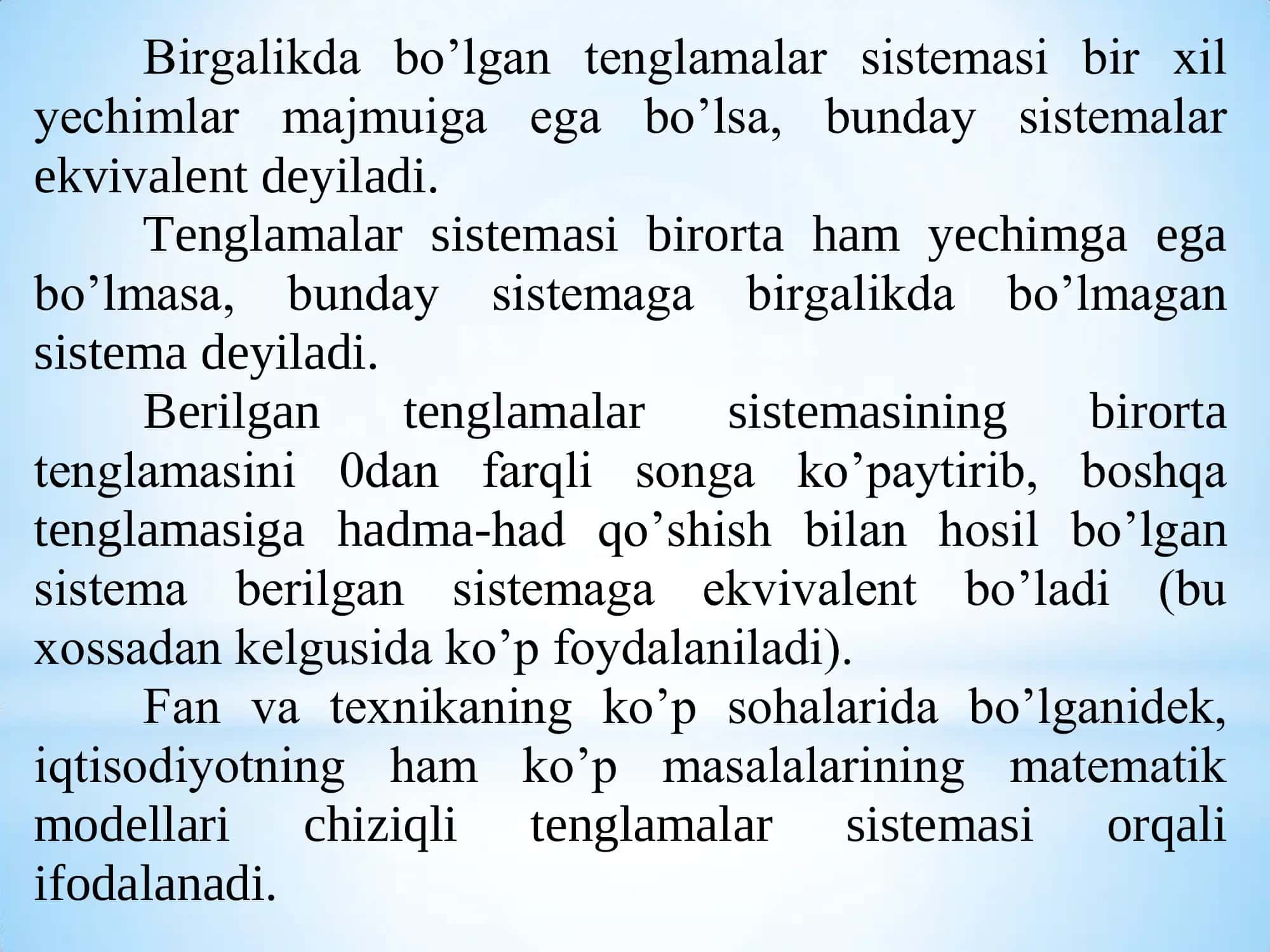 Chiziqli tenglamalar sistemasi 3
