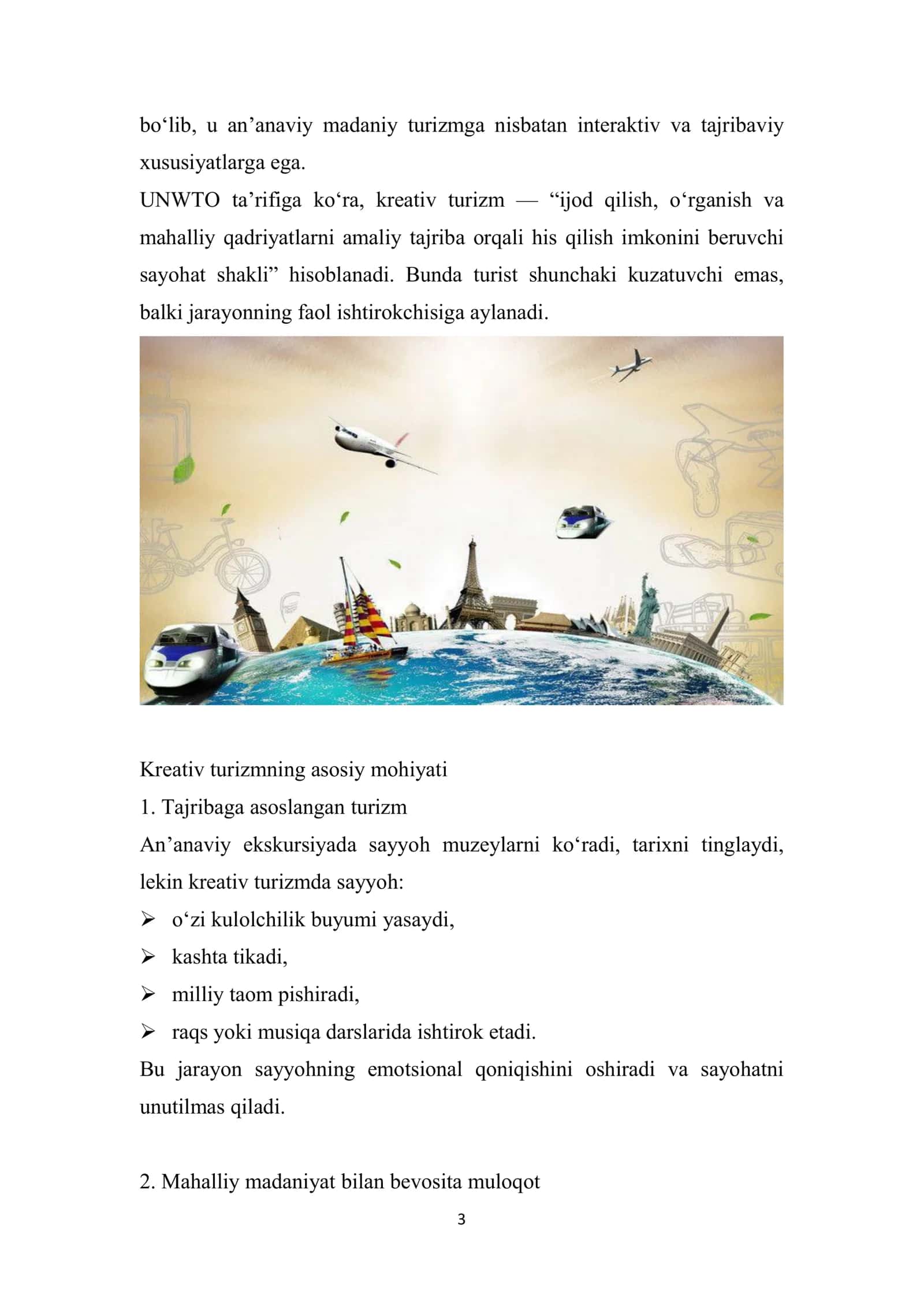 Turizmda Rejalashtirish Fanidan Tayyorlagan Refarati 3