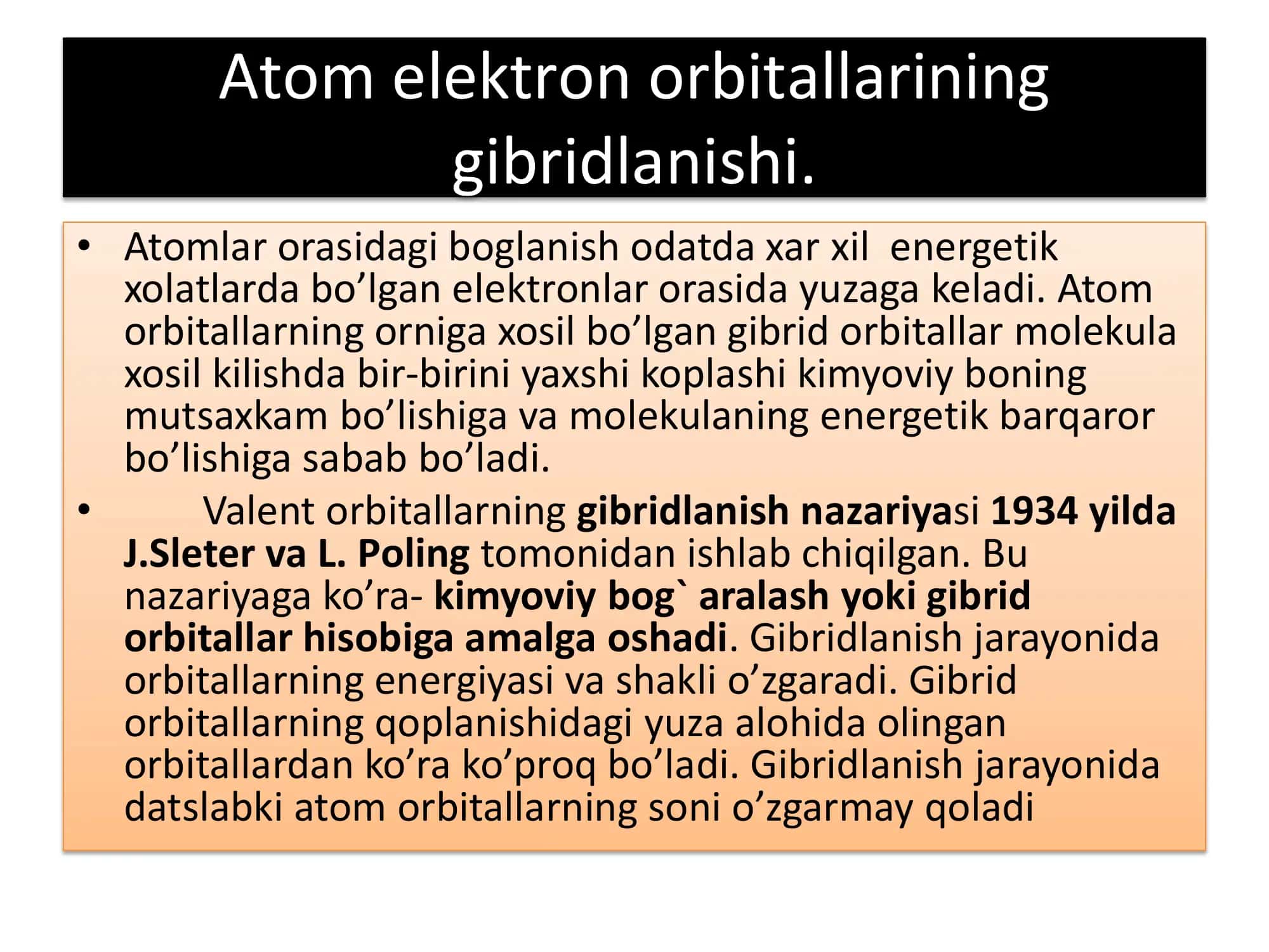 Atom elеktrоn оrbitаllаrining gibridlаnishi 3