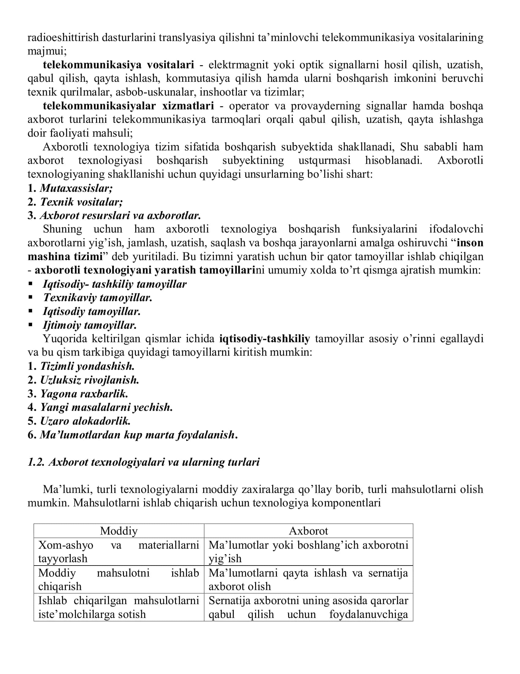 Tizimlarning umumiy ta'rifi. Axborot texnologiyalari 3