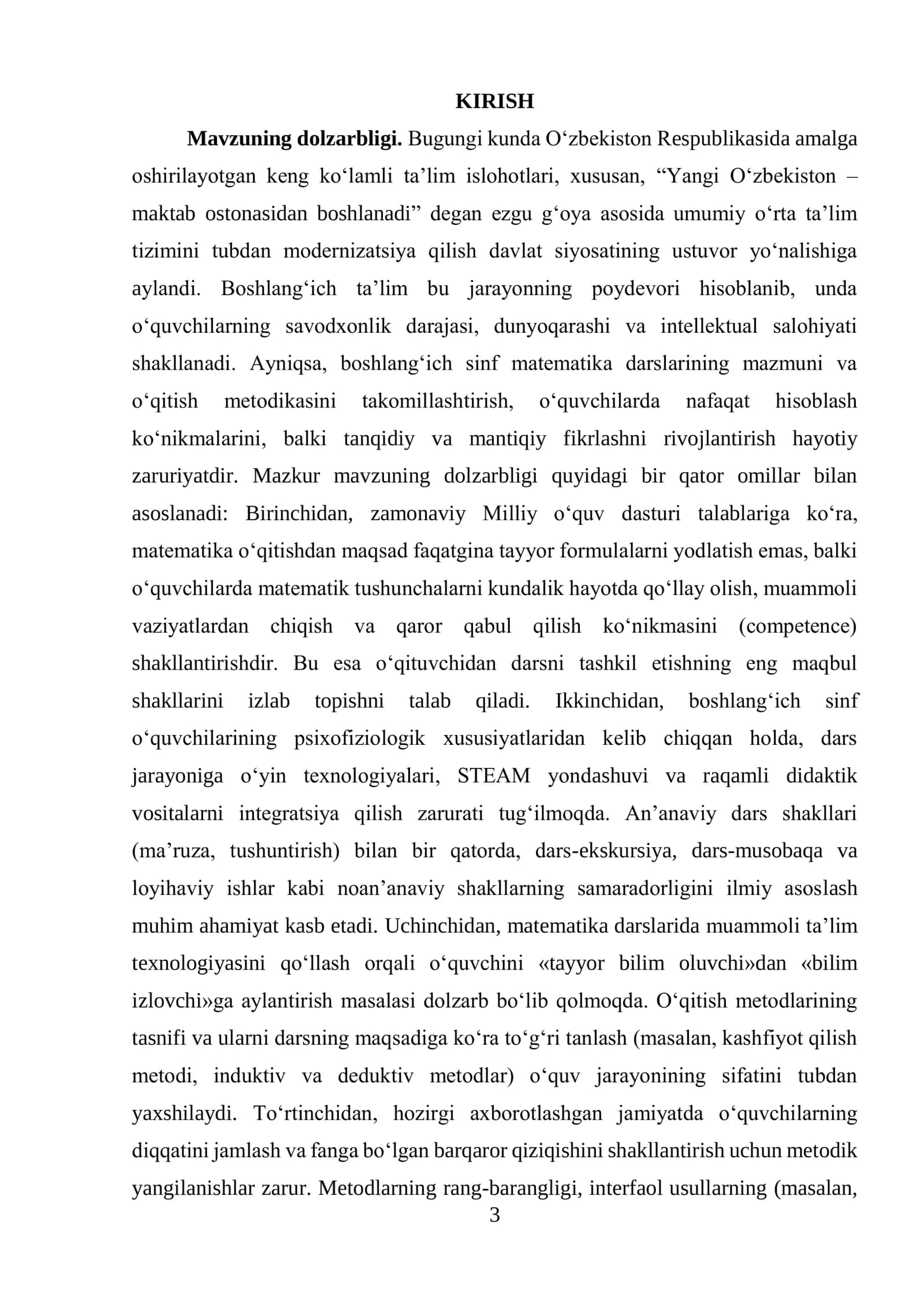 Boshlangʻich sinfda matematika o‘qitish shakllari. O‘qitish metodlari 3