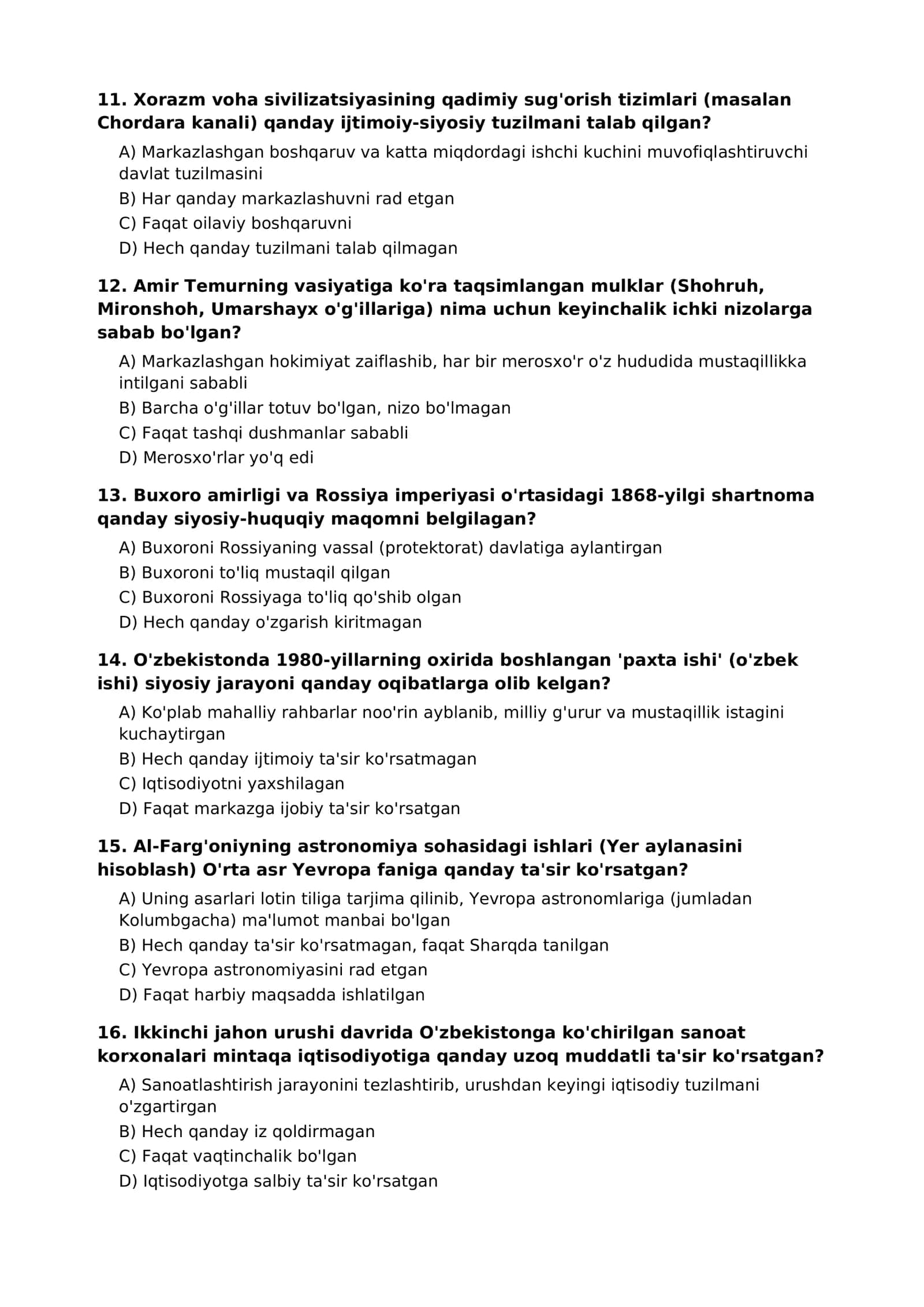 FANLARARO OLIMPIADA 2-bosqich test savollari to'plami 3