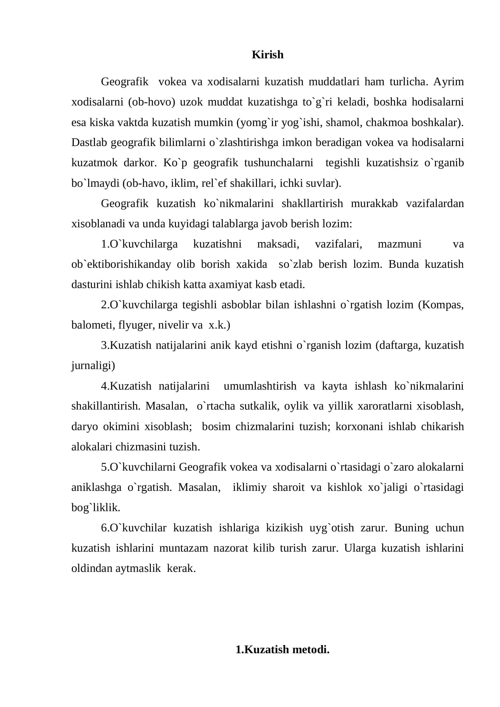 Kuzatish va Tajriba Metodi 3