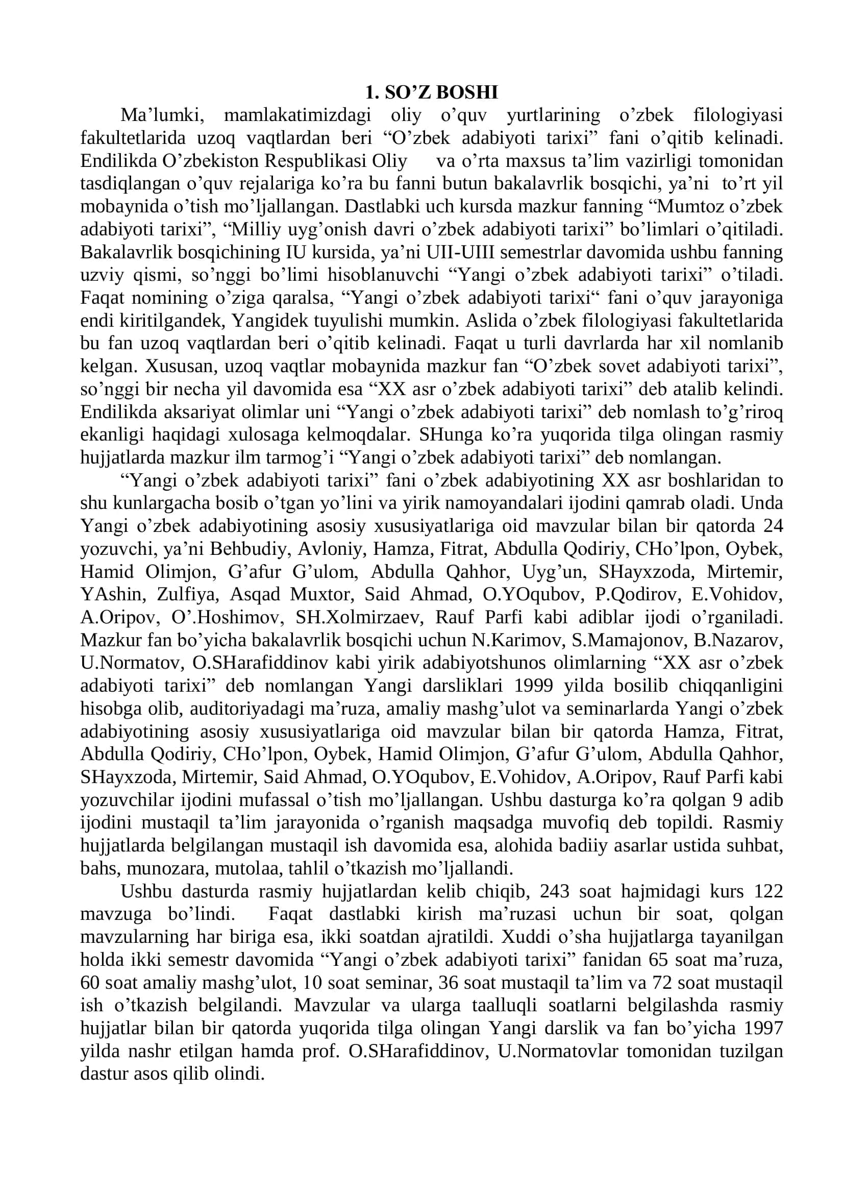 XX ASR O’ZBEK ADABIYOTI FANIDAN AMALIY MASHG‟ULOT 3