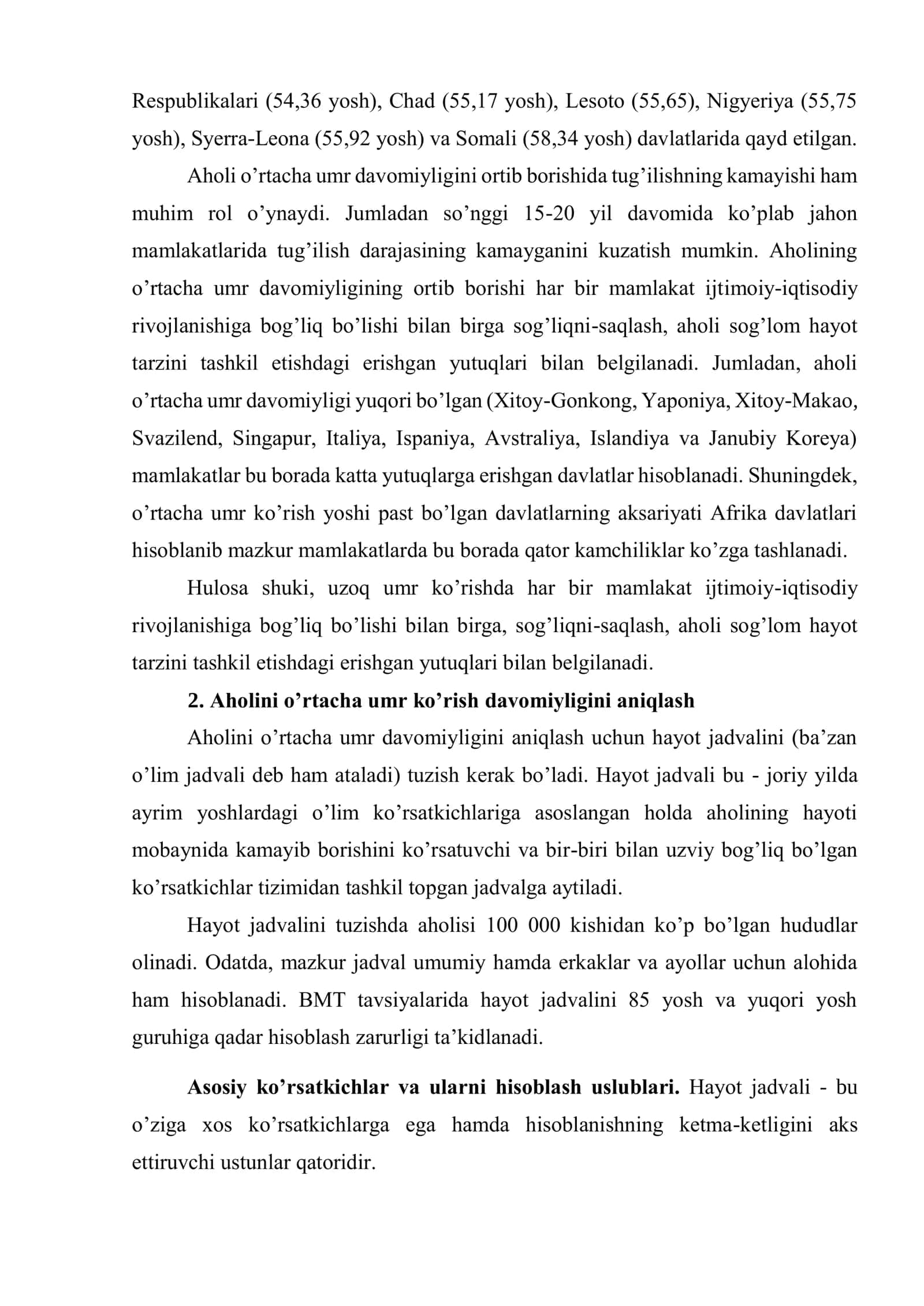 Аhоlining O’rtacha Umr Ko’rishini Hisoblash 3