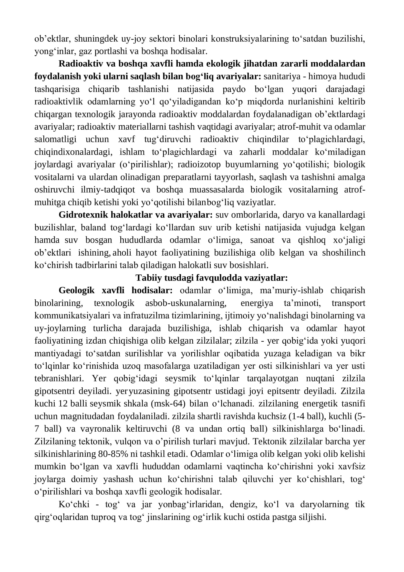 Favqulodda vaziyatlar tushunchasi va turlari 3