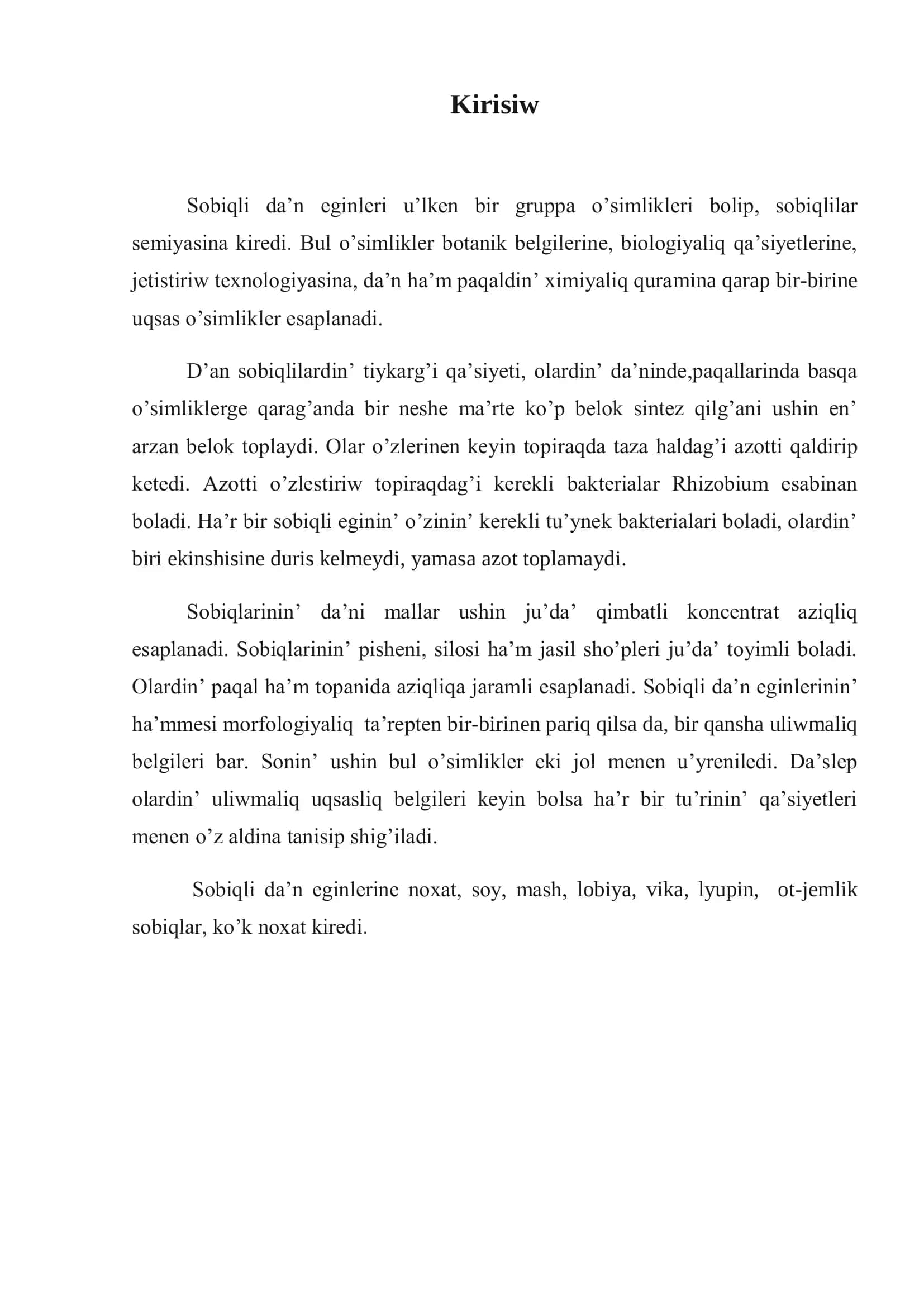 Da’nli ha’m da’nli sobiqli eginler selektsiyasi ha’m tuximgershiligin sho’lkemlestiriw 3