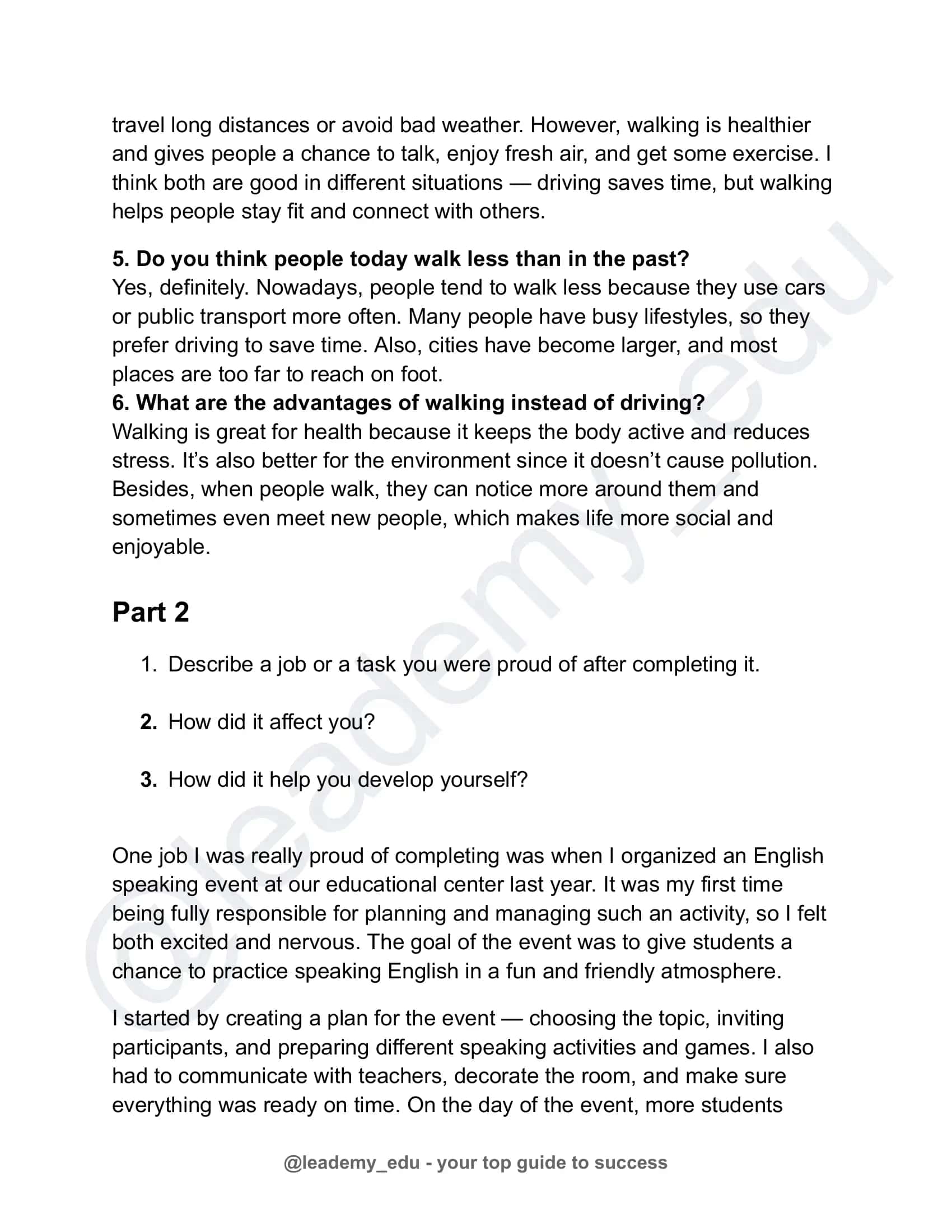 SPEAKING EXAM QUESTIONS 3