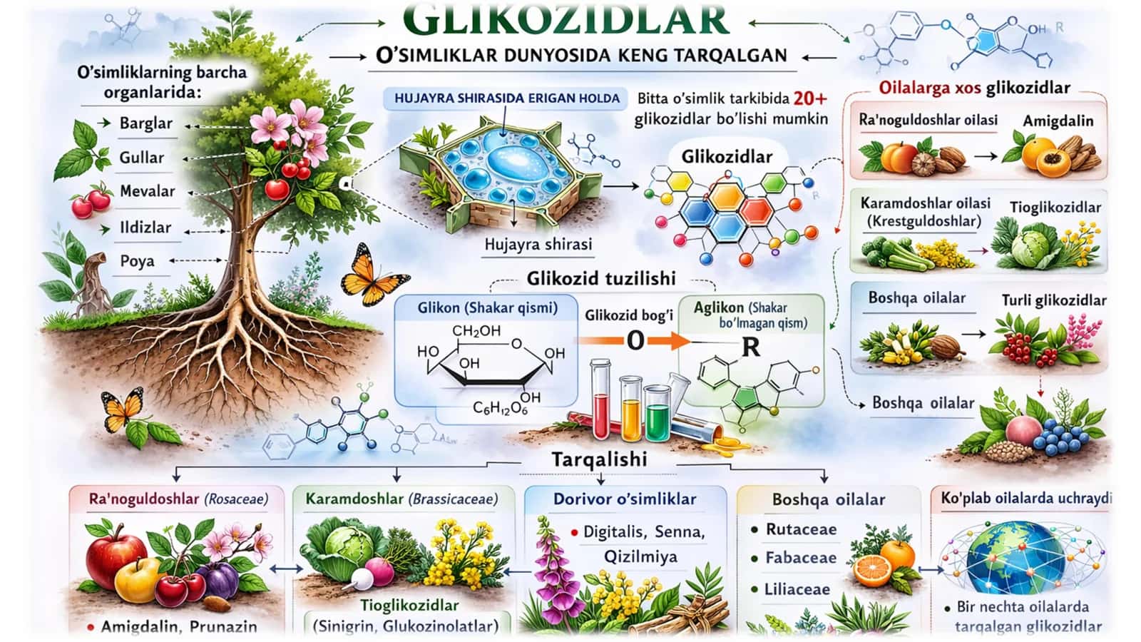 Glikozidlar. Tuzilishi, xossalar, ahamiyati. 3