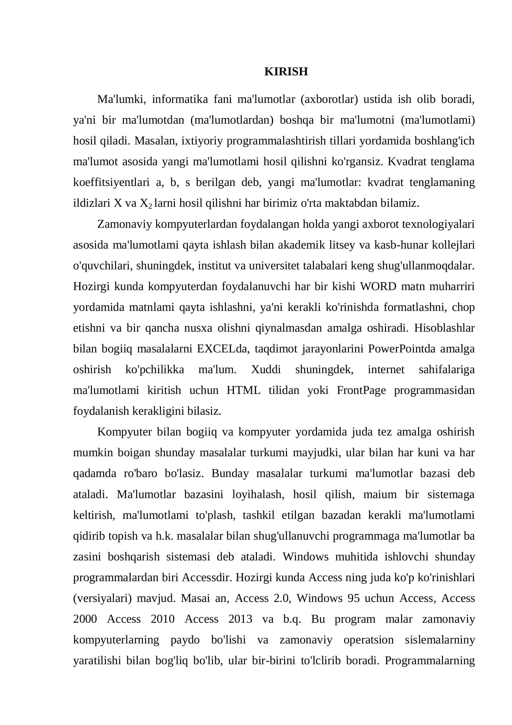 Berilganlar bazasini boshqarish sistemasi 3