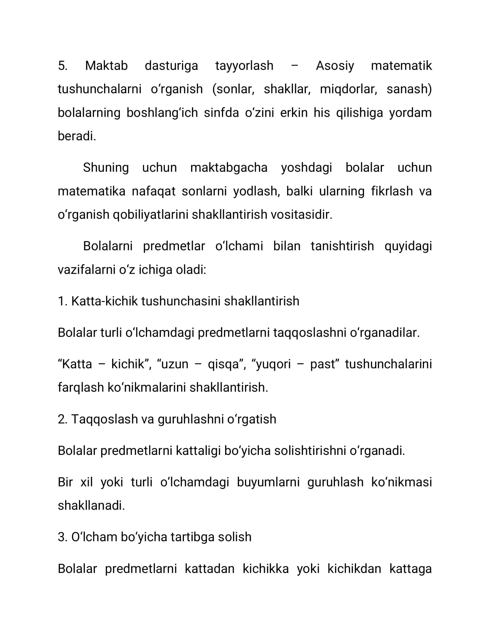 Elementar matematik tasavvurlarni shakllantirish. Xalqaro baholash dasturlari 3