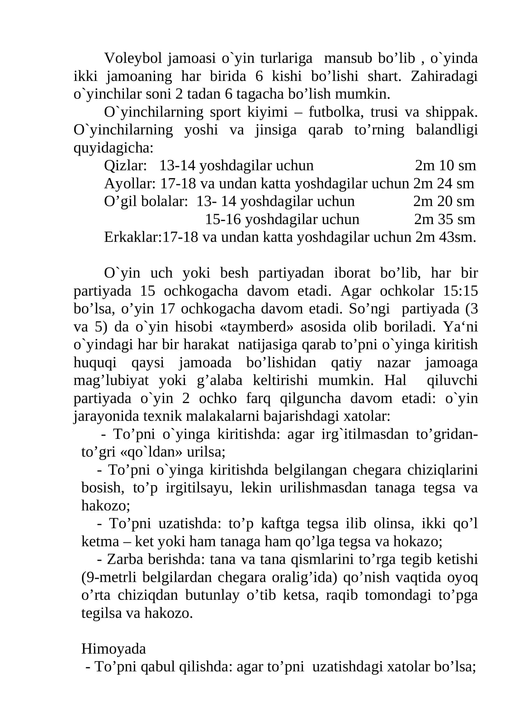 Voleybol o`yini xaqida tushincha 3