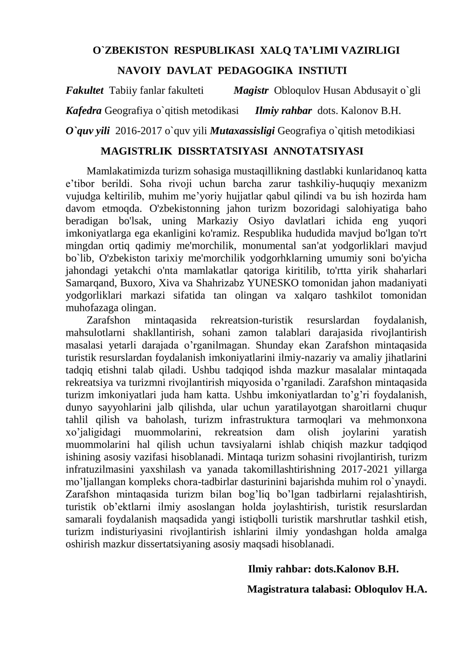 Zarafshon mintaqasida turizmni rivojlantirishning geografik jihatlari 3