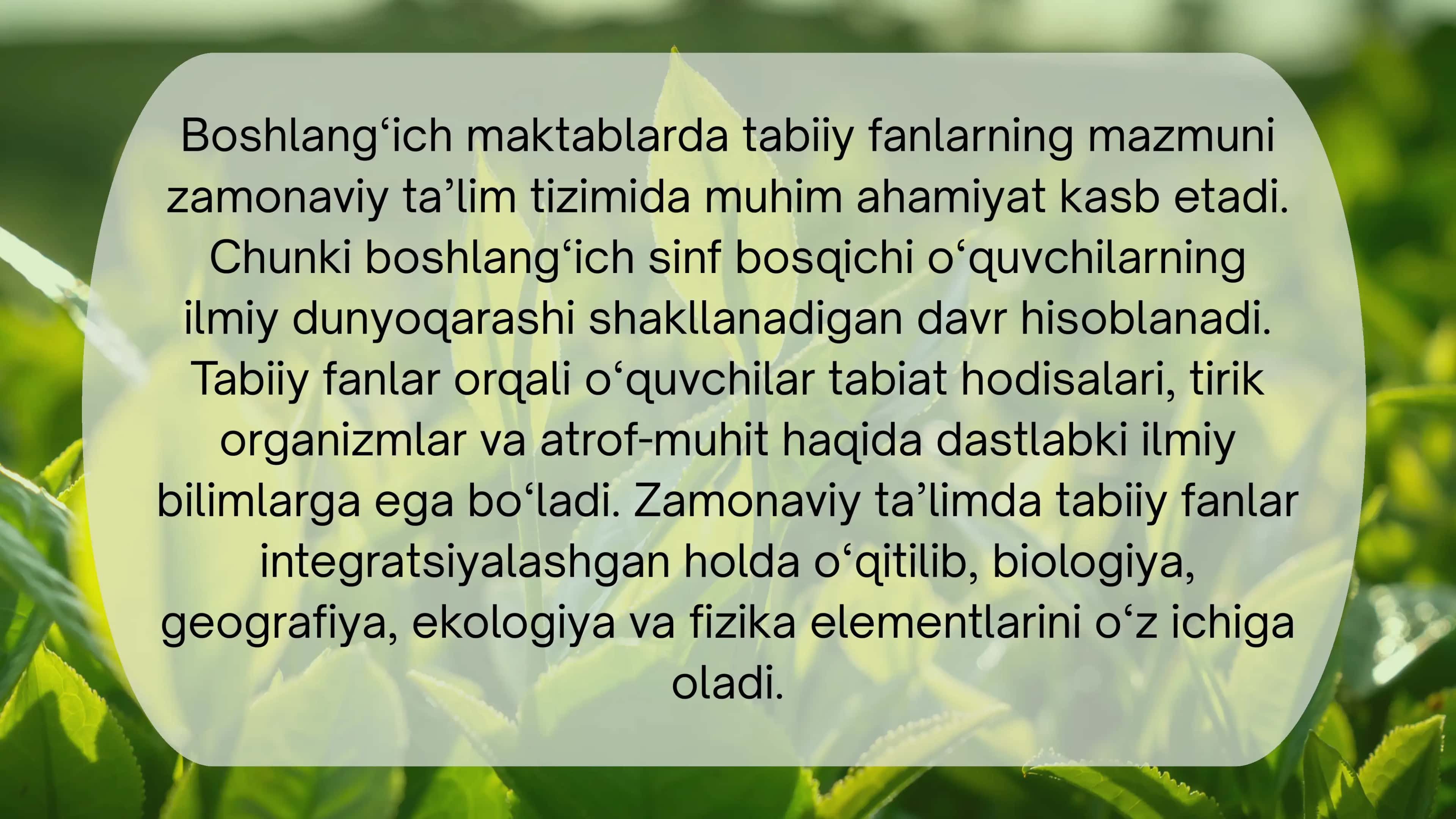 Boshlangʻich maktablarda tabiiy fanlarning mazmuni va oʻquv dasturining tahlili 3