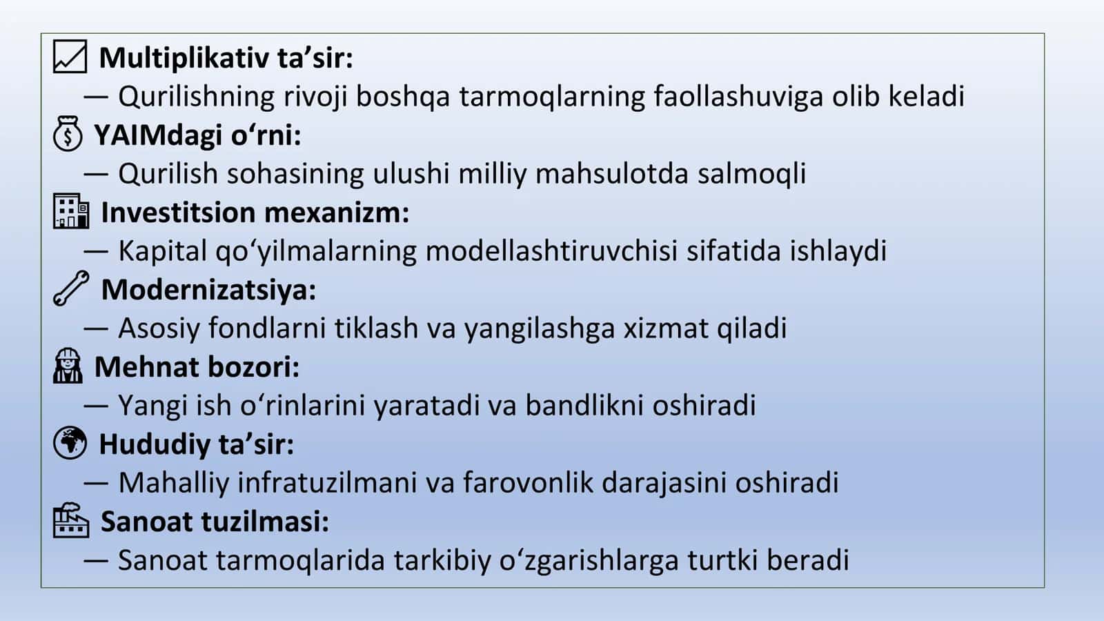 QURILISH TARMOG'I  IQTISODIYOTI 3