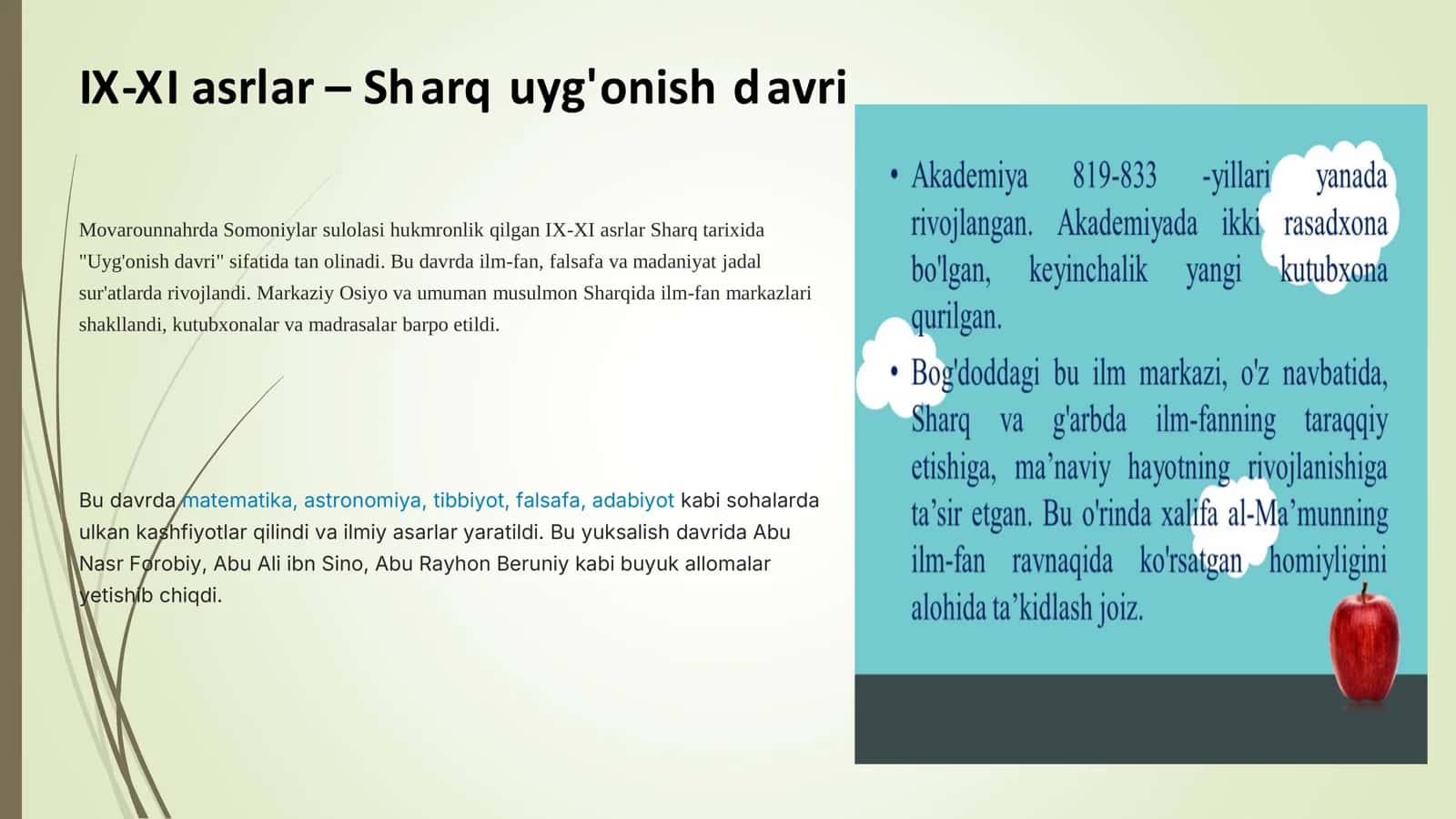 Abu Nasr Forobiyning pedagogik g'oyalari. Abu Ali ibn Sino ta'lim-tarbiyahaqida 3