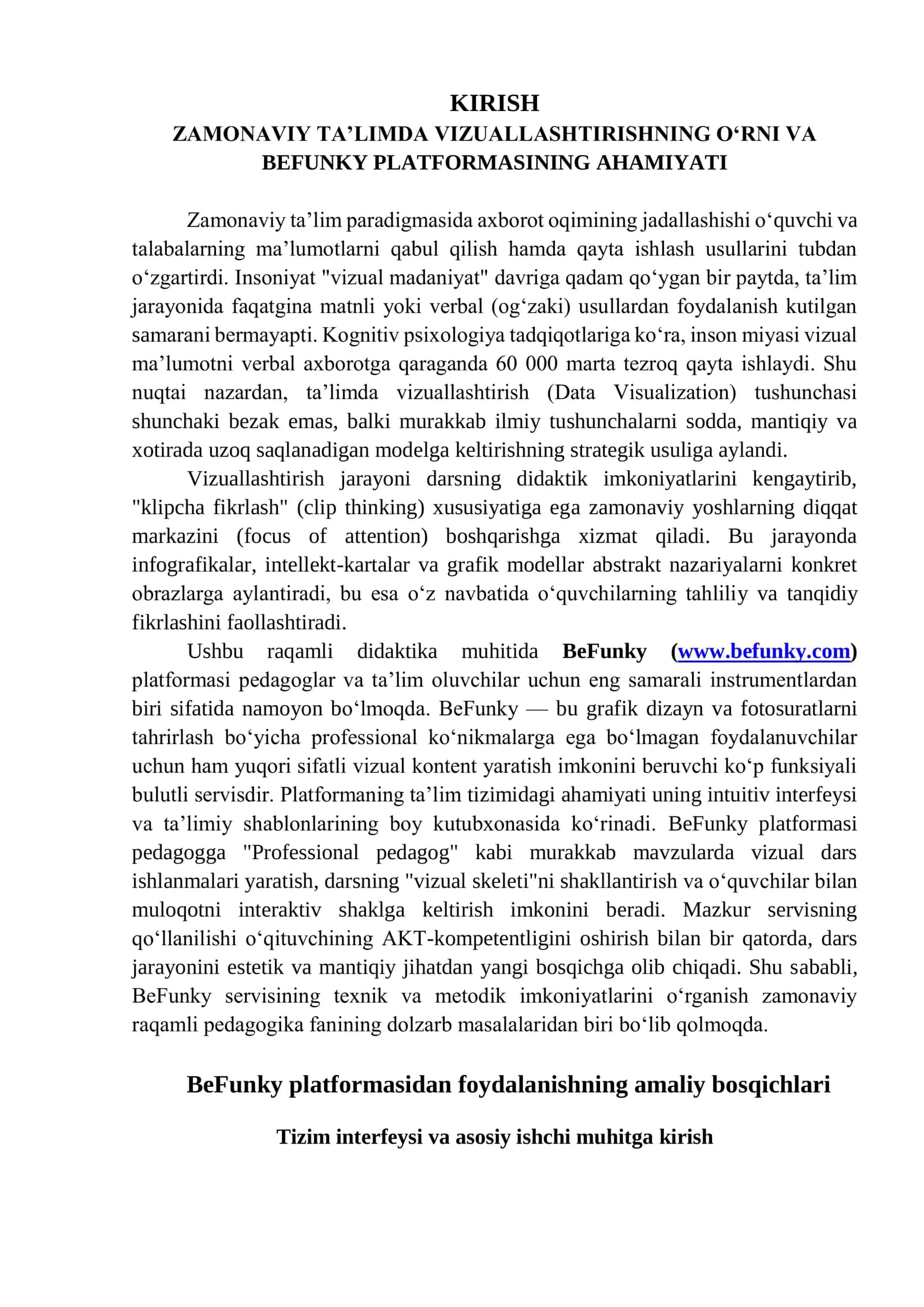 BeFunky servisi: Ta'limda vizuallashtirish va professional infografika yaratish (To'liq referat) 3