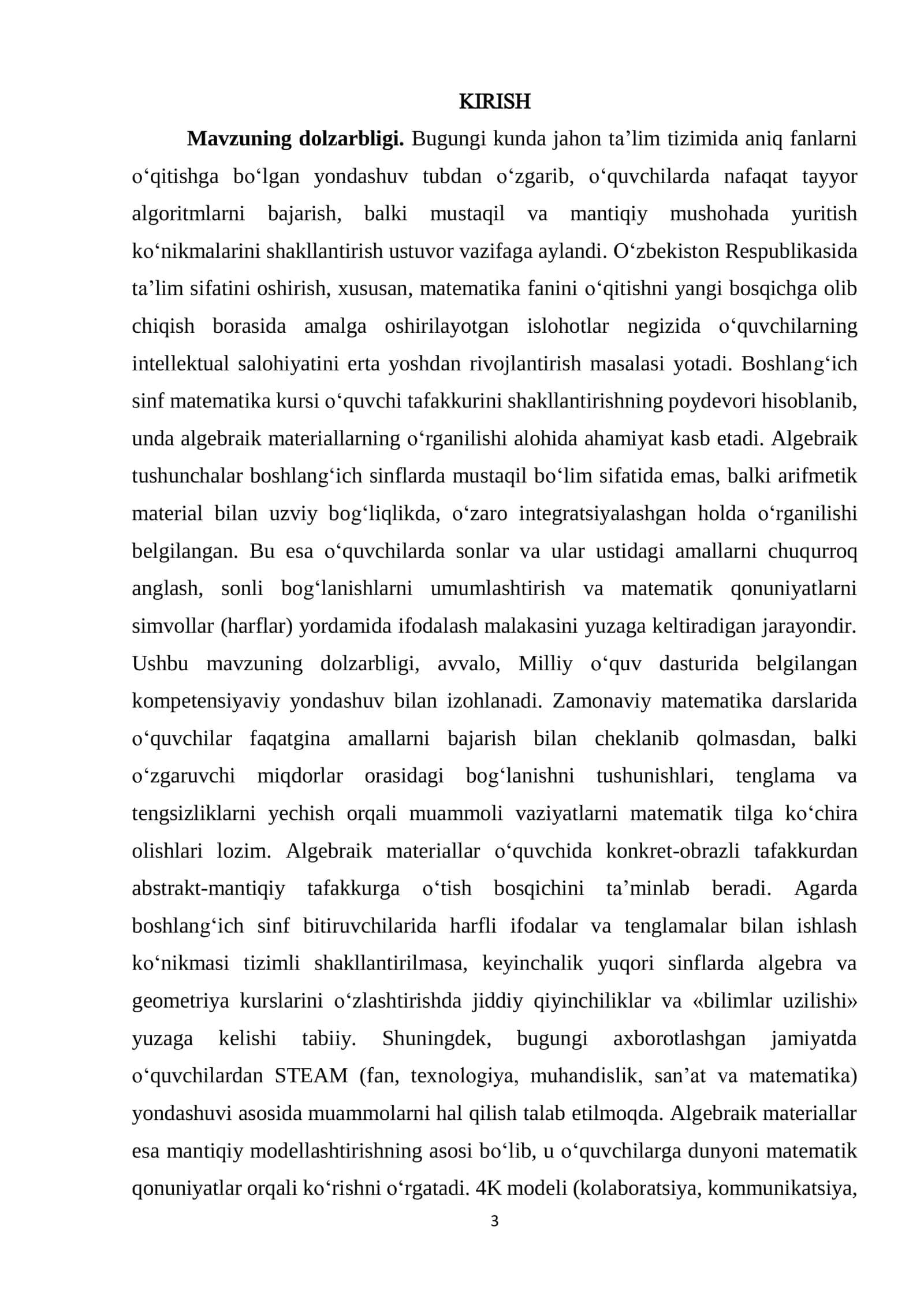 Algebraik materiallarni o‘qitish metodikasi 3