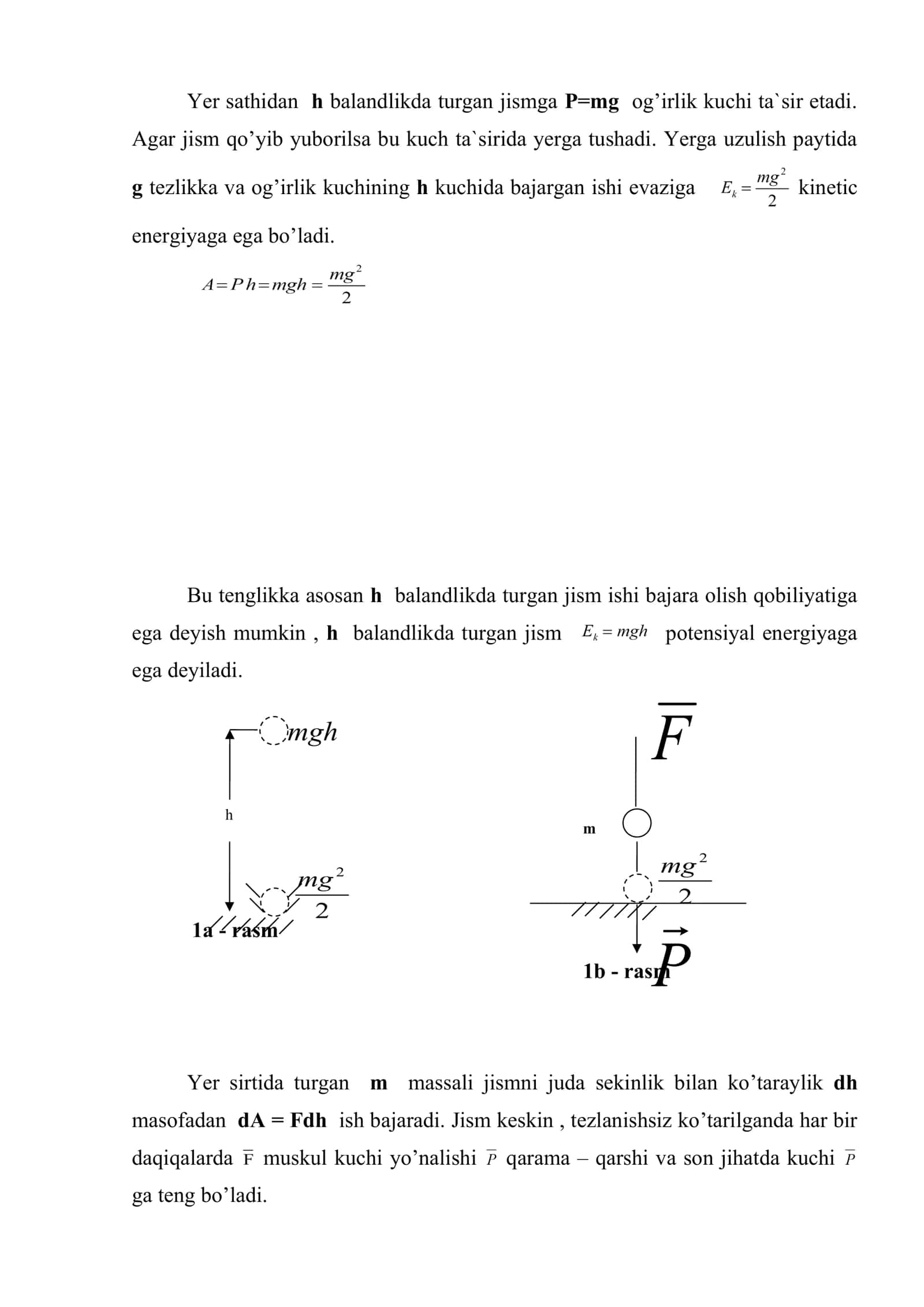 Mexanik energiyaning saqlanish qonuni va uning qo’llanishi 3