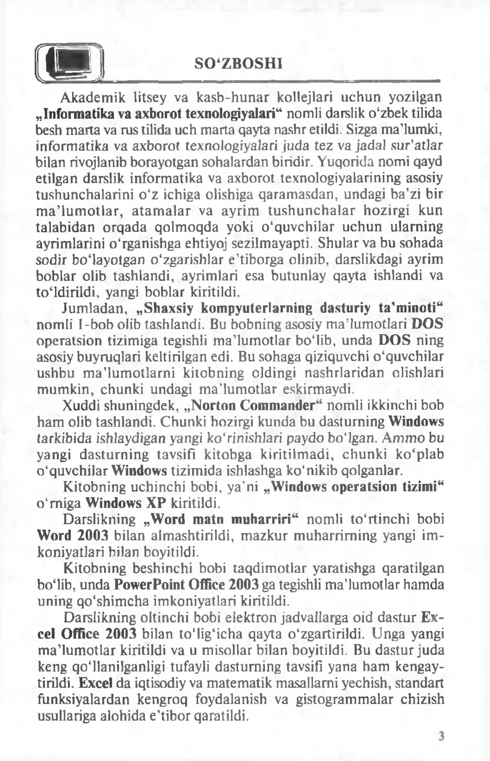 INFORMATIKA VA AXBOROT TEXNOLOGIYALARI 3