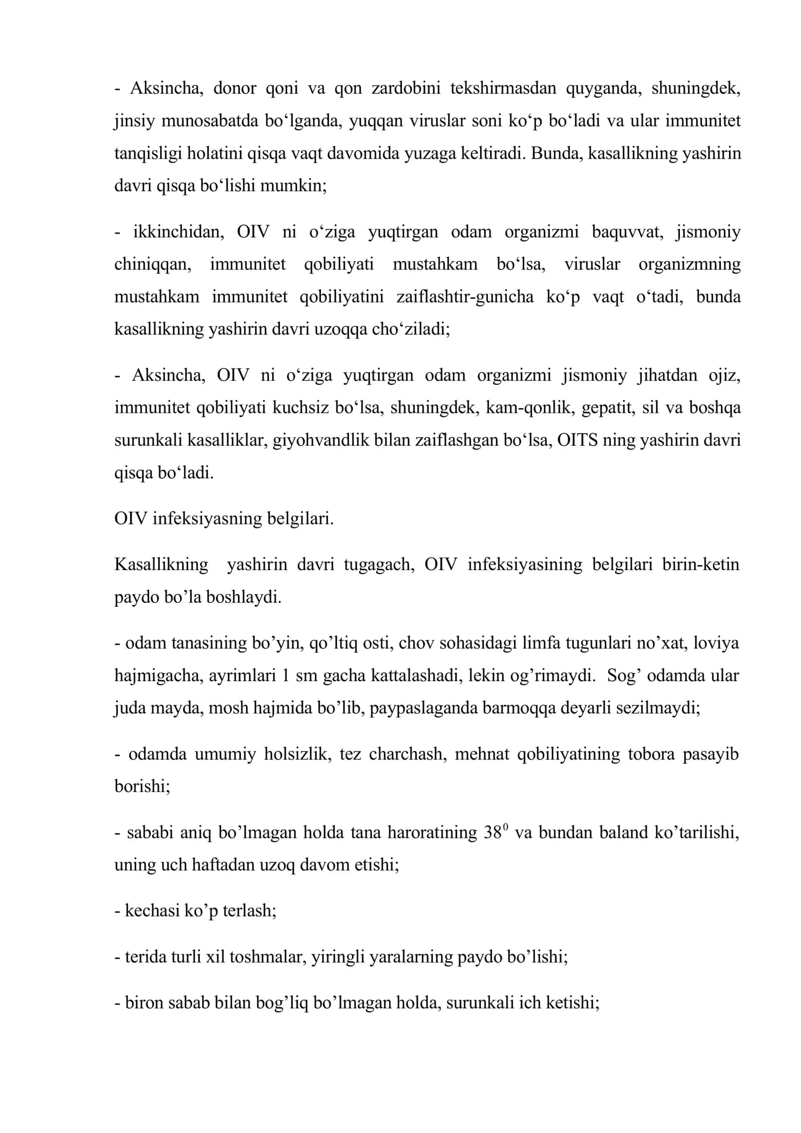 Oiv infeksiyasi va oits ning kechish davrlari, zararlanganlarni aniqlashda tibbiy tekshiruv 3