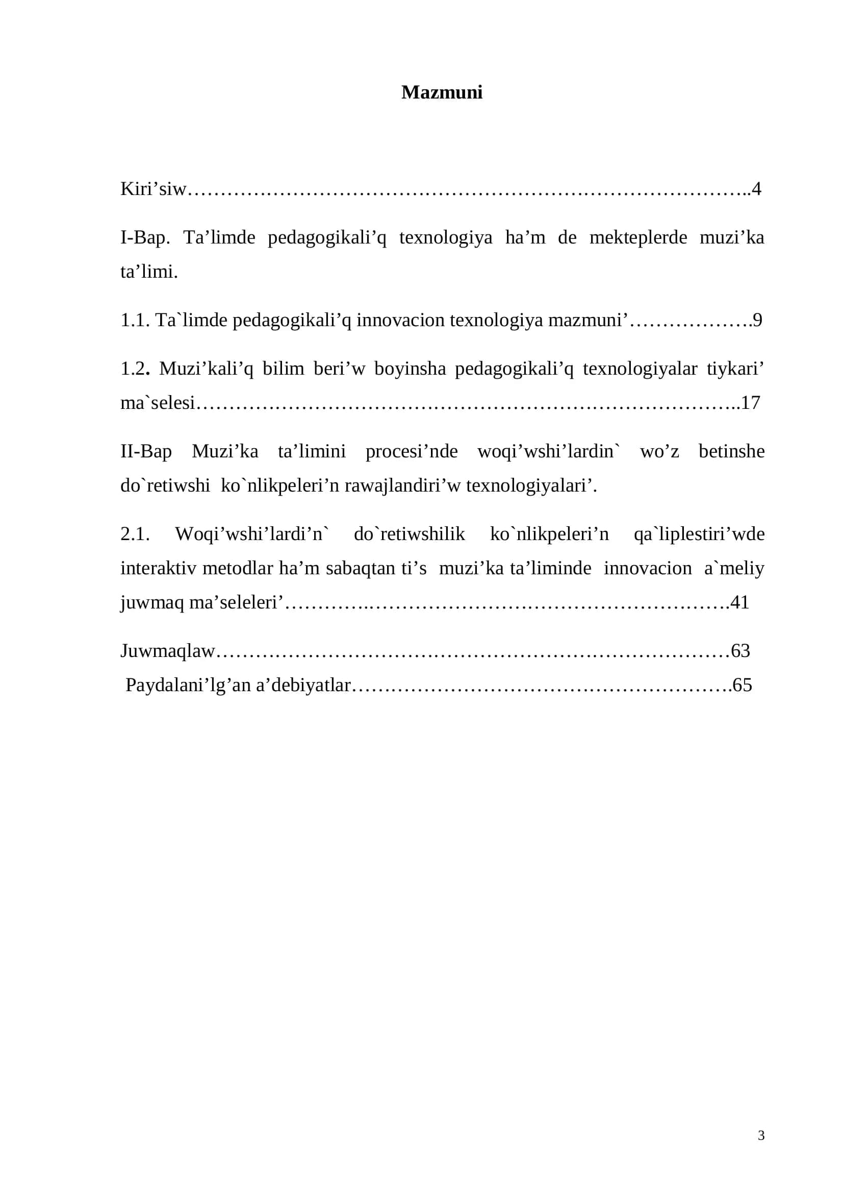 Muzi’ka sabag`i’nda interaktiv metodlardan paydalani’w ma’seleleri’ 3