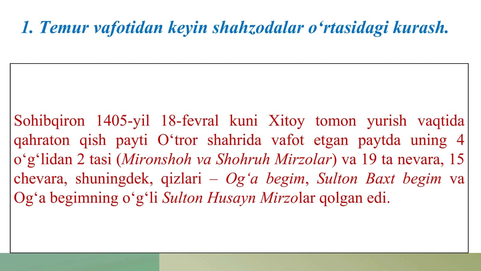 Temuriylar davrida Movarounnahr va Xuroson Tarix Fanidan Tayyorlagan Taqdimoti 3