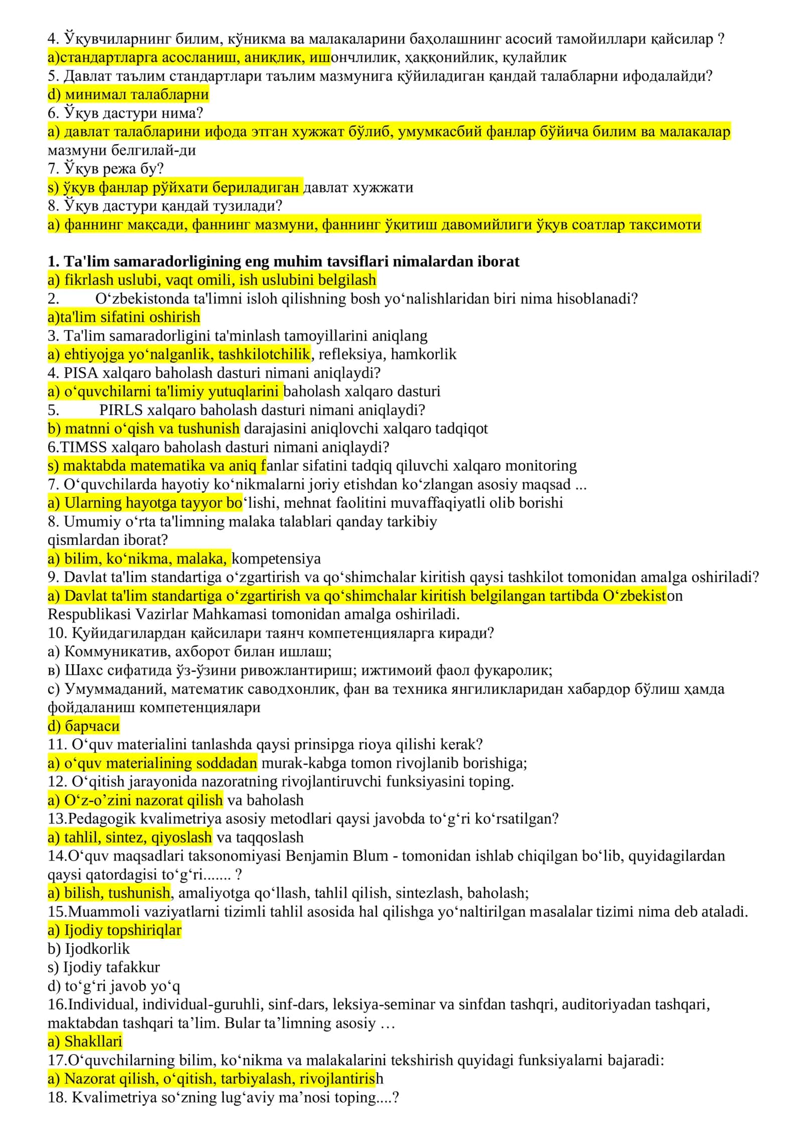 DTS pedagogik testlar 3
