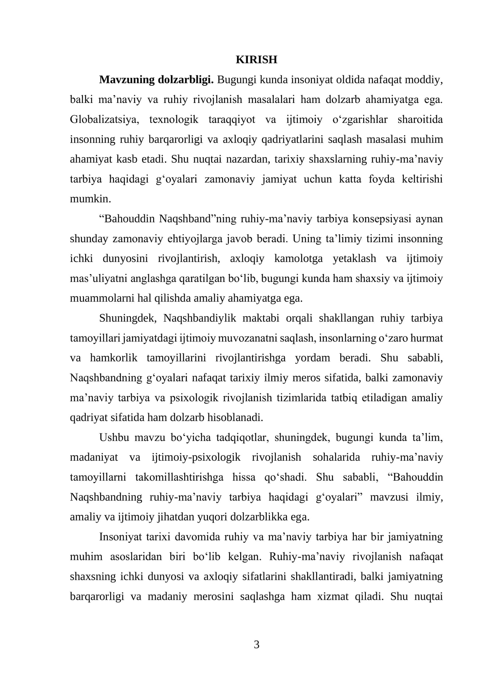 Bahouddin Naqshbandning ruhiy maʼnaviy tarbiya haqidagi gʻoyalari 3