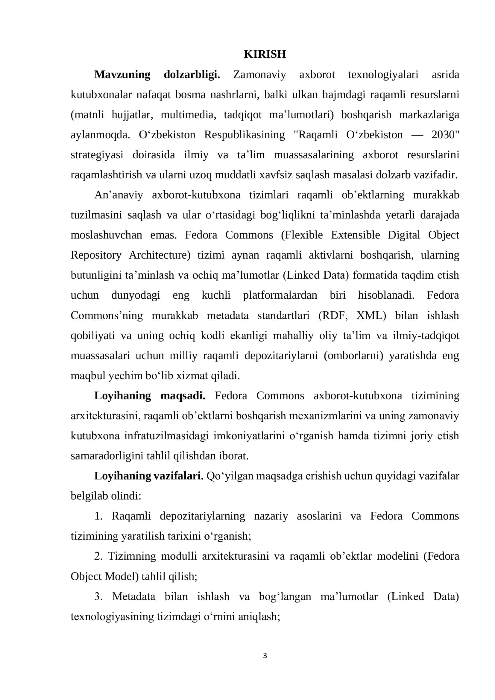 Fedora Commons Axborot-kutubxona tizimi 3