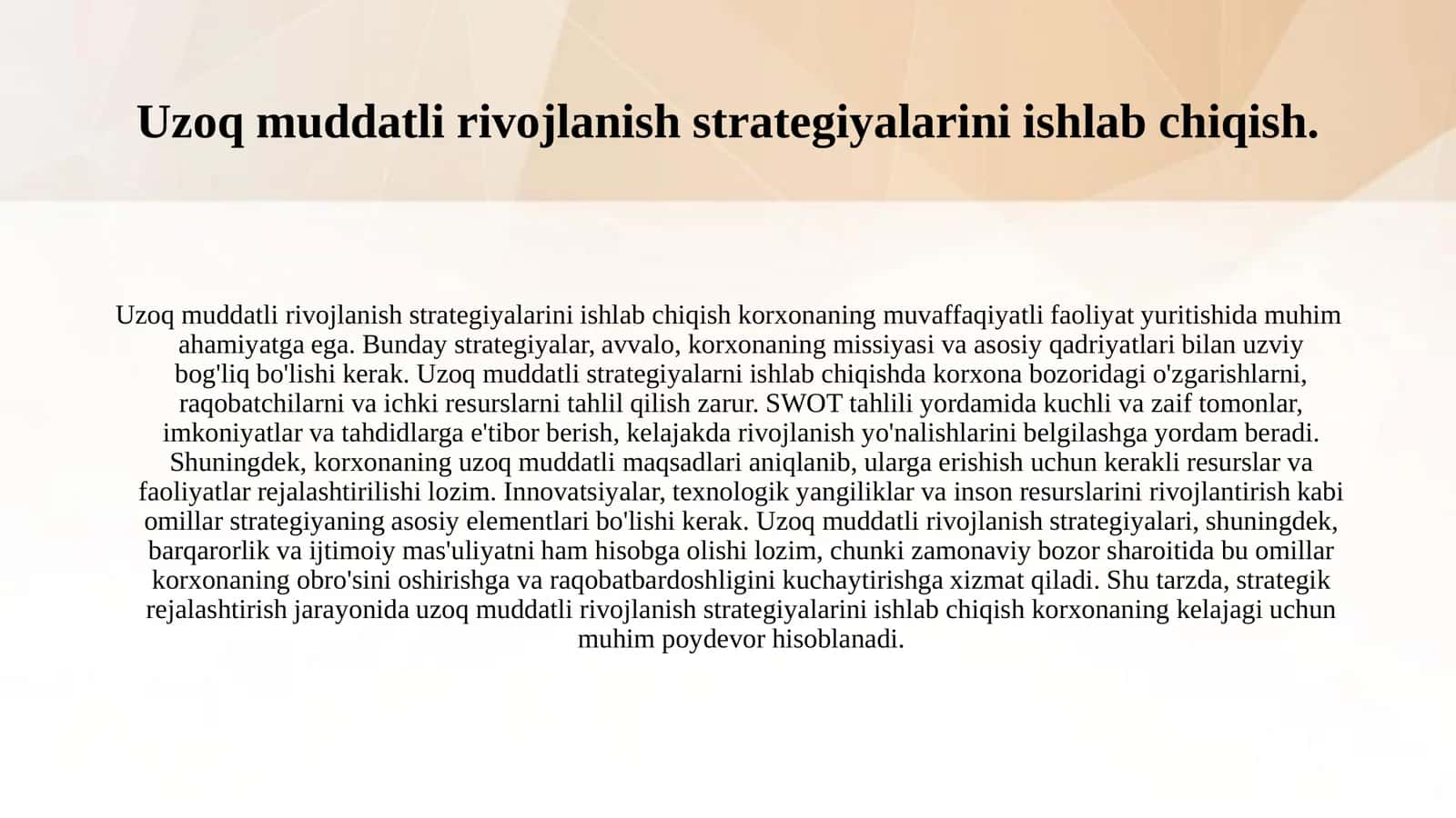 Korxona missiyasi va uzoq muddatli maqsadlarini strategik rejalashtirishda aks ettirish 3