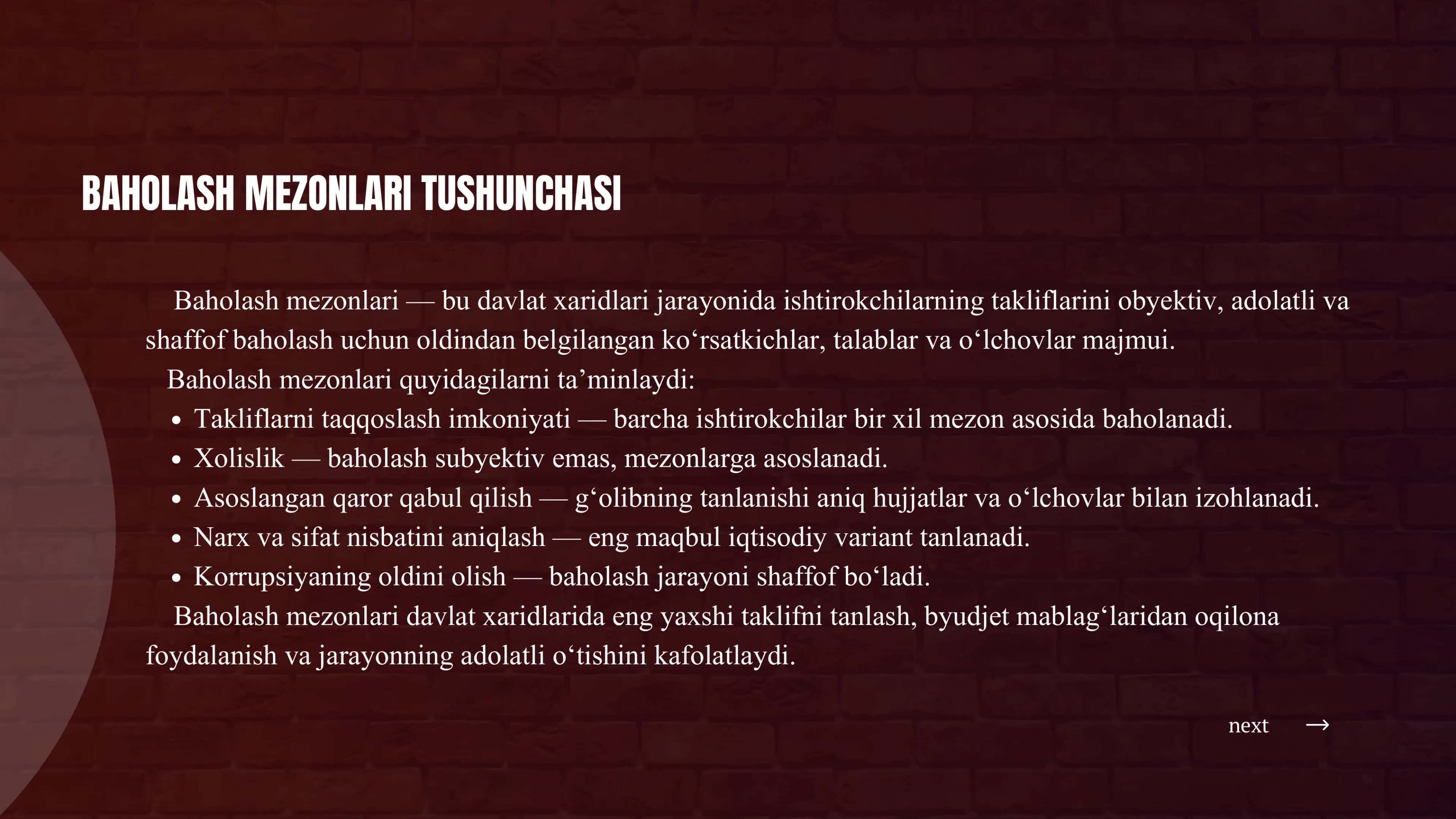 BAHOLSH MEZONLARI VA TARTIB TAMOILLARIGA TALUQLI QOIDALAR 3
