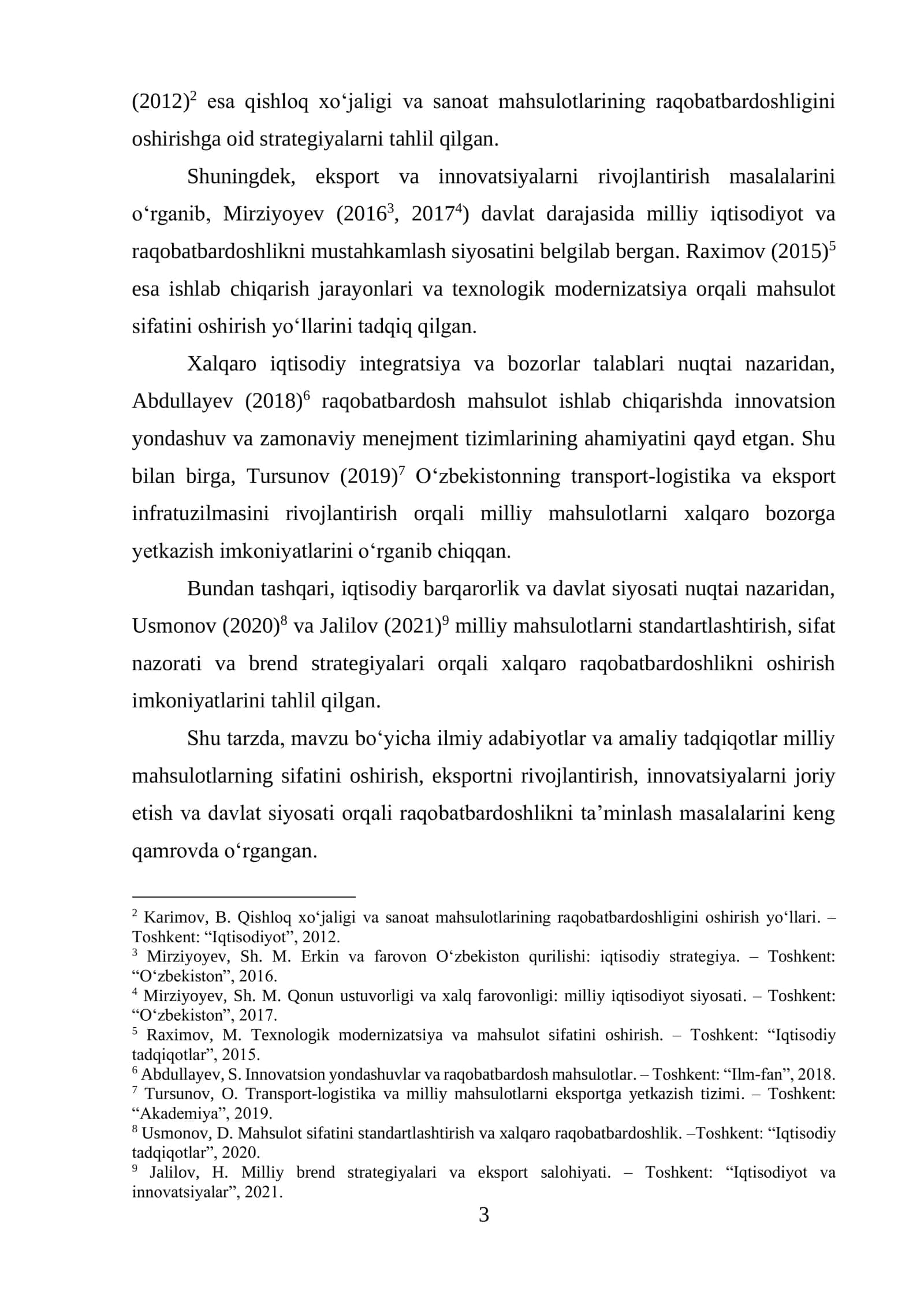O‘zbekistonning xalqaro bozorlar uchun raqobatbardosh mahsulot ishlab chiqarish imkoniyatlari 3