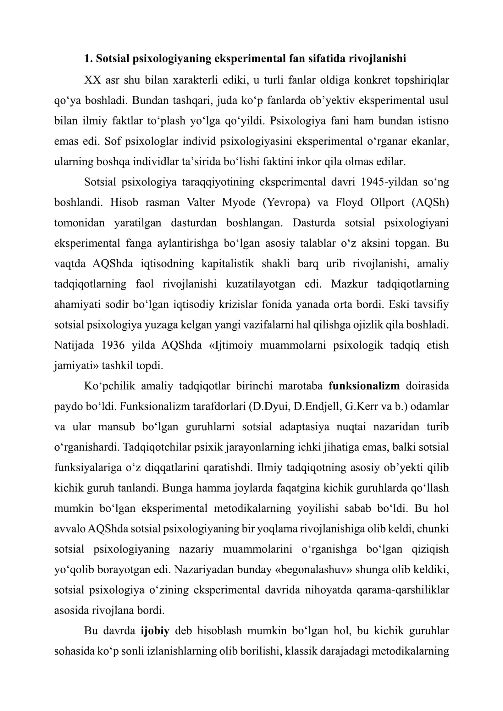 SOTSIAL PSIXOLOGIYANING ASOSIY YO'NALISHLARI VA TARМOQLARI 3