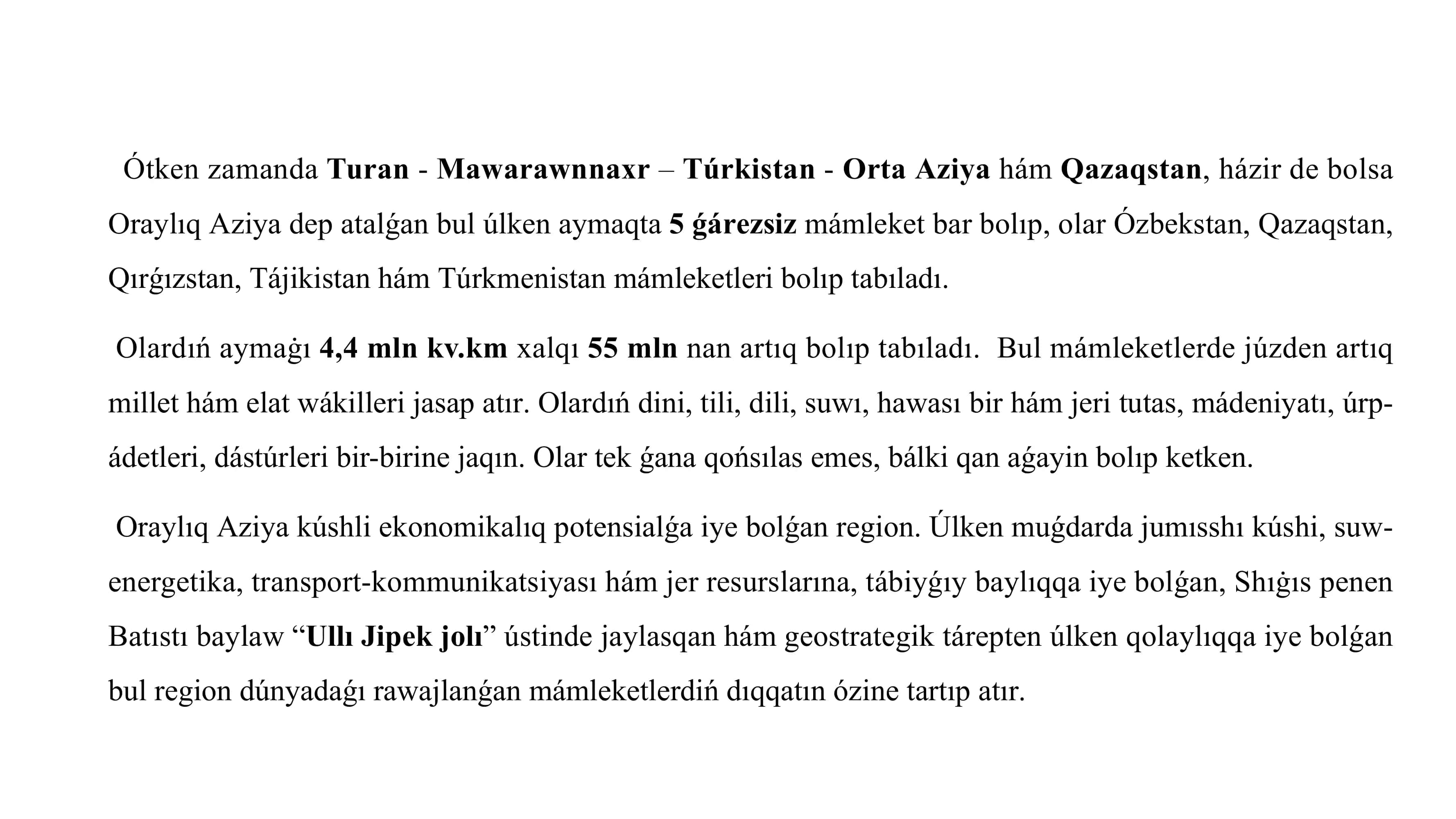 Ózbekstannıń Oraylıq Aziyadaġı tınıshlıq hám tatıwlıqtı támiynlewdegi roli 3